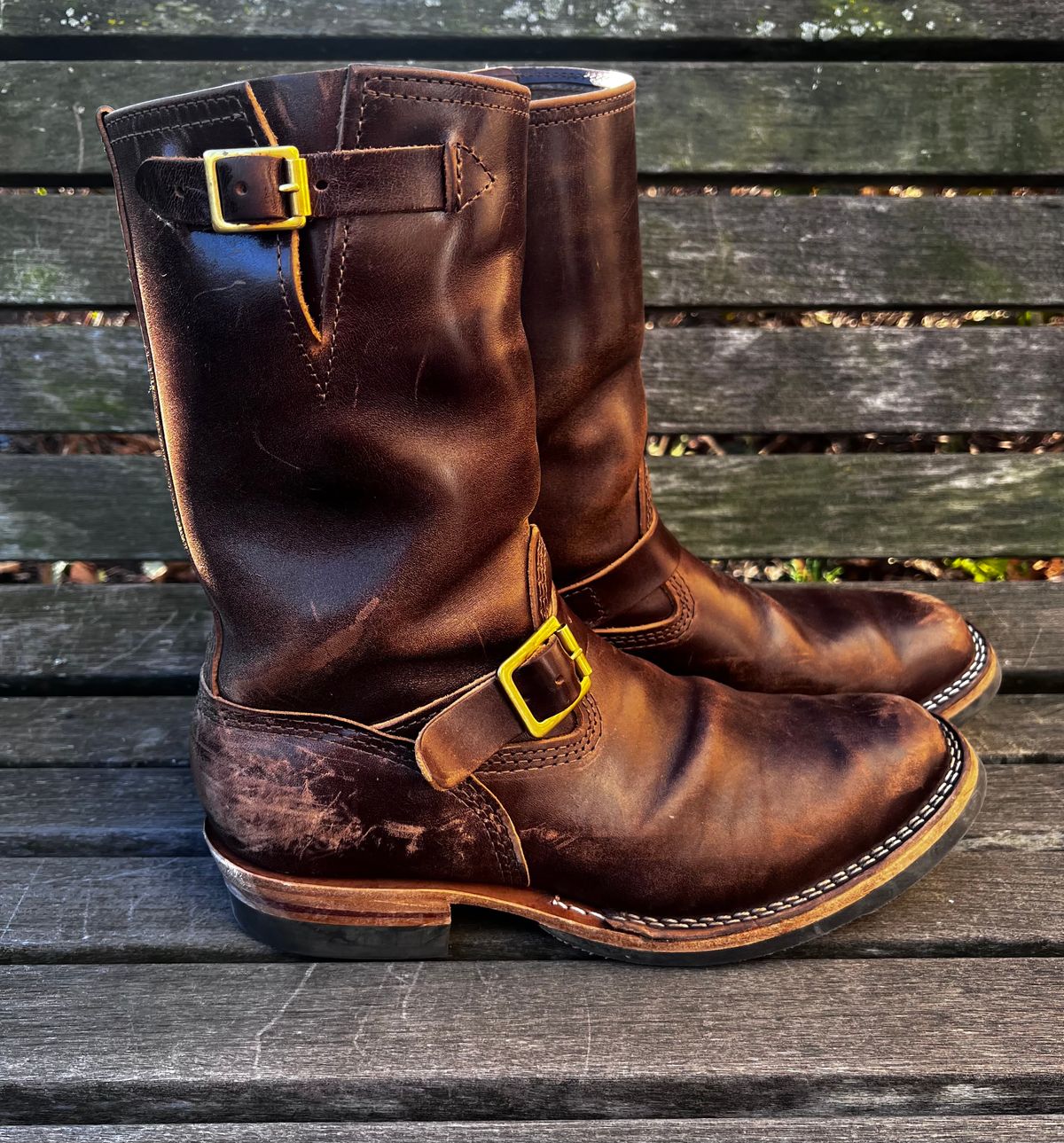 Photo by DrJohnCrunch on December 5, 2025 of the Wesco Boss Engineer Boot in Maryam Muschio Horsebutt.