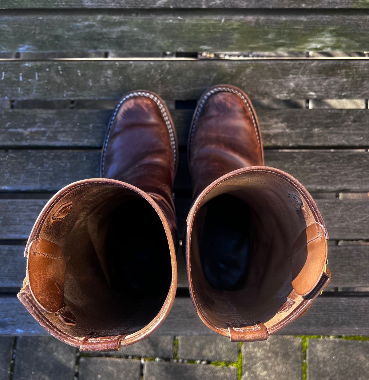 Photo by DrJohnCrunch on December 5, 2025 of the Wesco Boss Engineer Boot in Maryam Muschio Horsebutt.