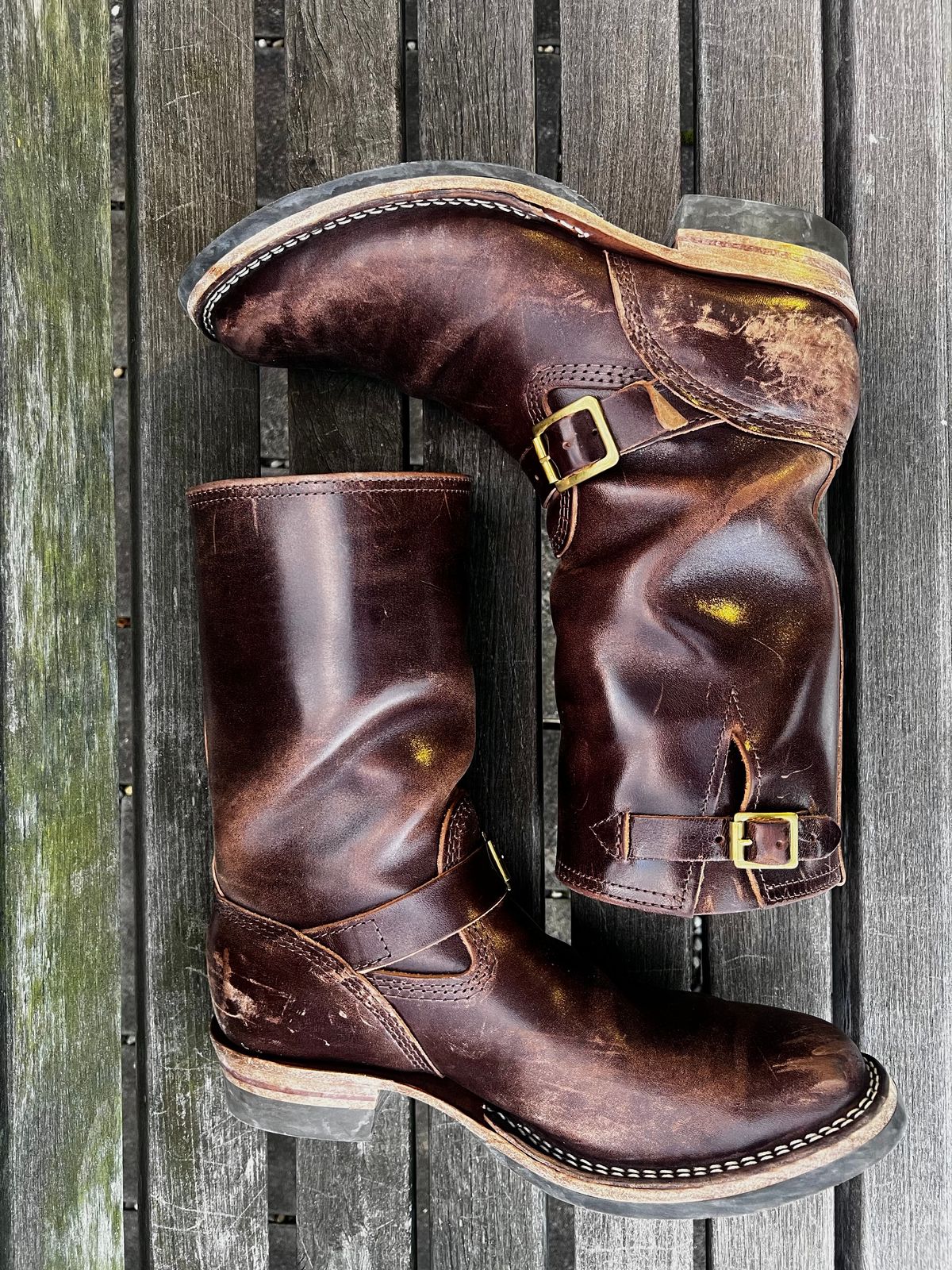 Photo by DrJohnCrunch on January 4, 2026 of the Wesco Boss Engineer Boot in Maryam Muschio Horsebutt.