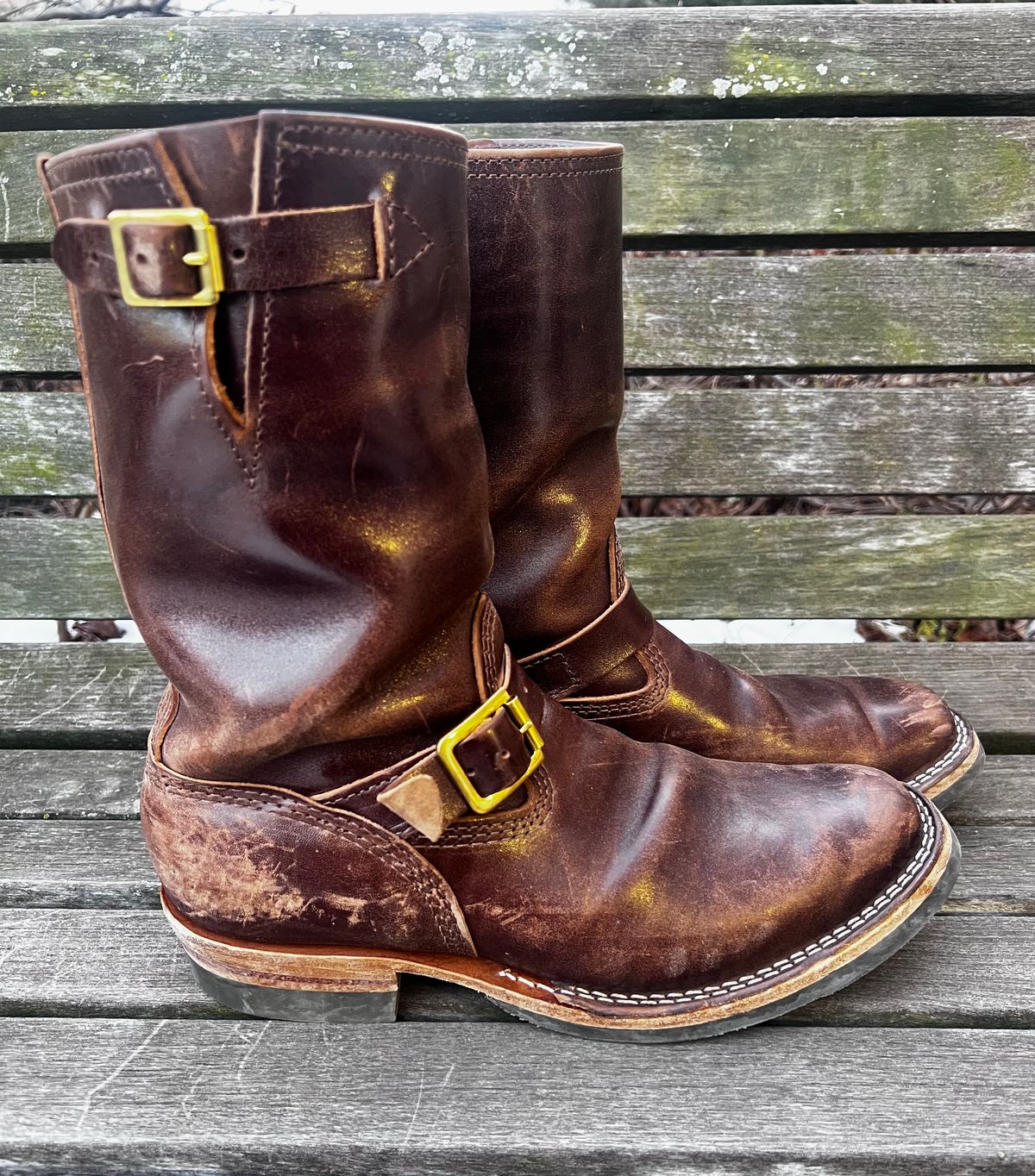 Photo by DrJohnCrunch on January 4, 2026 of the Wesco Boss Engineer Boot in Maryam Muschio Horsebutt.