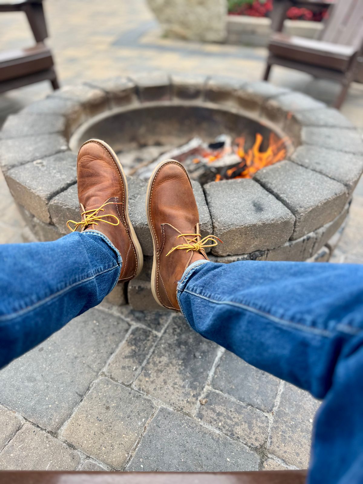 Photo by fancyfootwork15 on July 18, 2025 of the Red Wing Weekender Chukka in S.B. Foot Copper Rough and Tough.