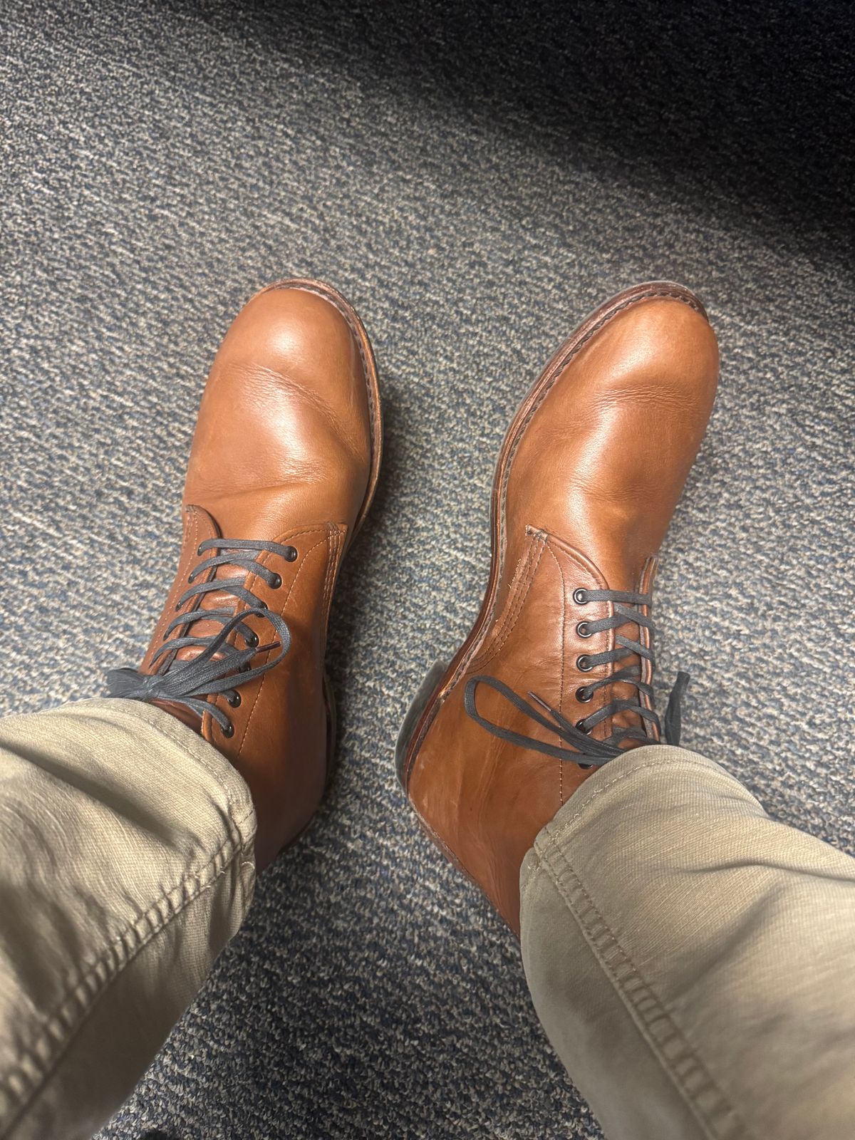 Photo by fancyfootwork15 on December 4, 2025 of the Red Wing Sheldon in S.B. Foot Teak Featherstone.