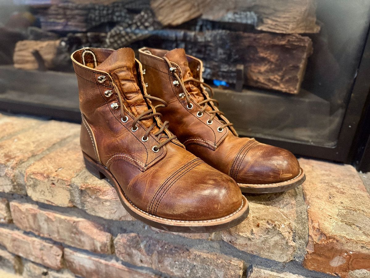 Photo by fancyfootwork15 on December 7, 2025 of the Red Wing Iron Ranger in S.B. Foot Copper Rough and Tough.