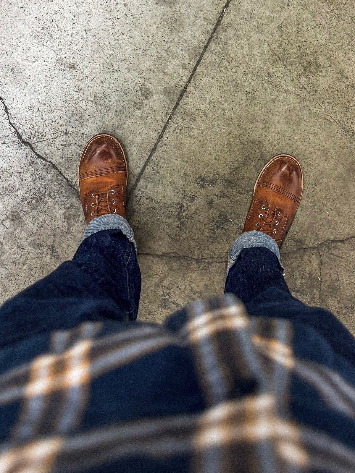 Photo by fancyfootwork15 on December 24, 2025 of the Red Wing Iron Ranger in S.B. Foot Copper Rough and Tough.