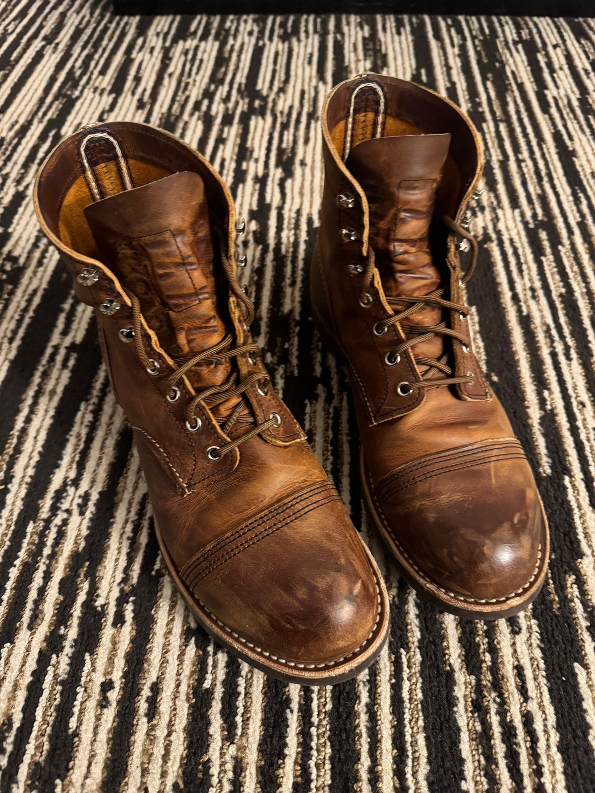 Photo by fancyfootwork15 on December 28, 2025 of the Red Wing Iron Ranger in S.B. Foot Copper Rough and Tough.