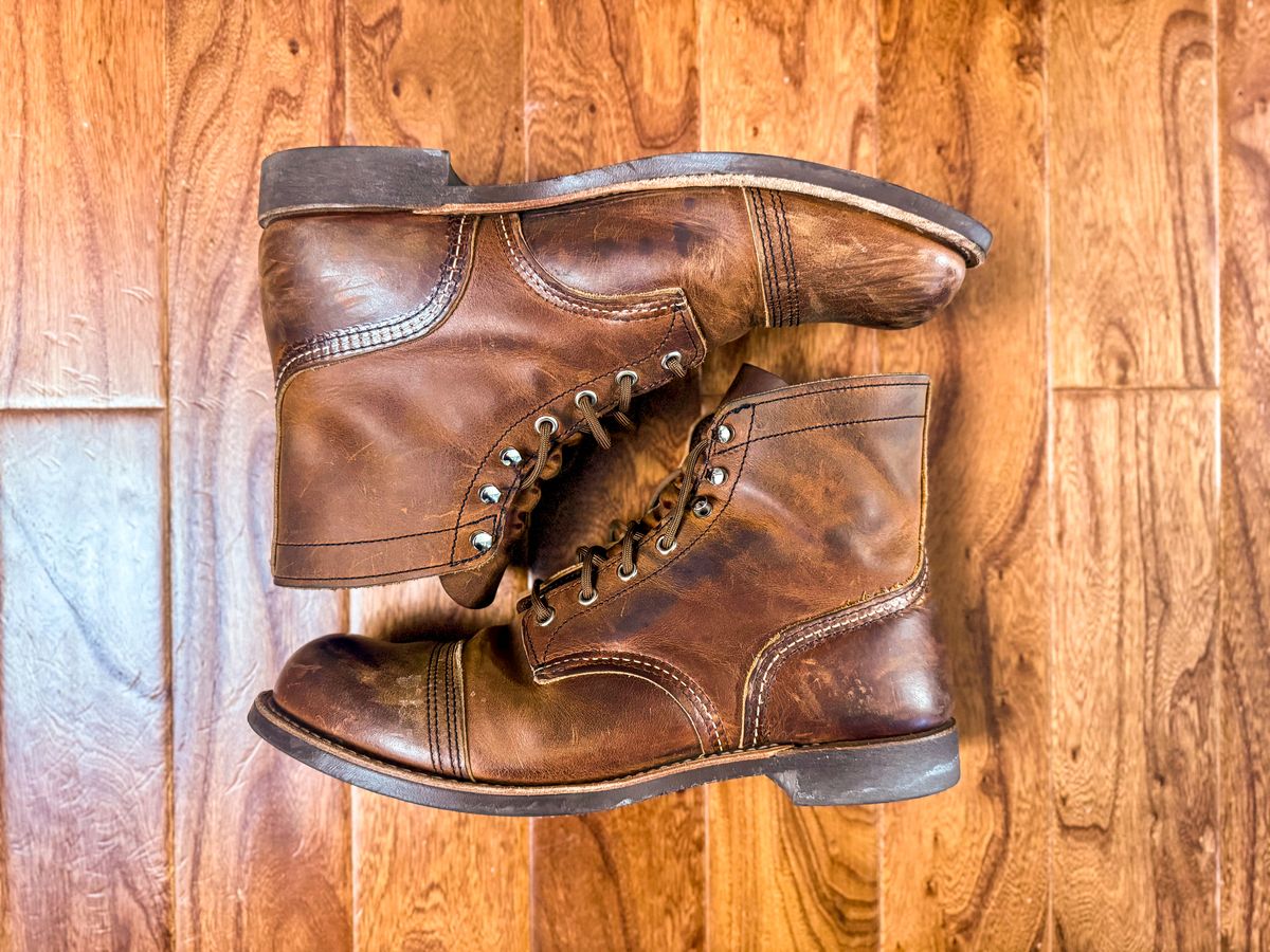 Photo by fancyfootwork15 on February 14, 2026 of the Red Wing Iron Ranger in S.B. Foot Copper Rough and Tough.