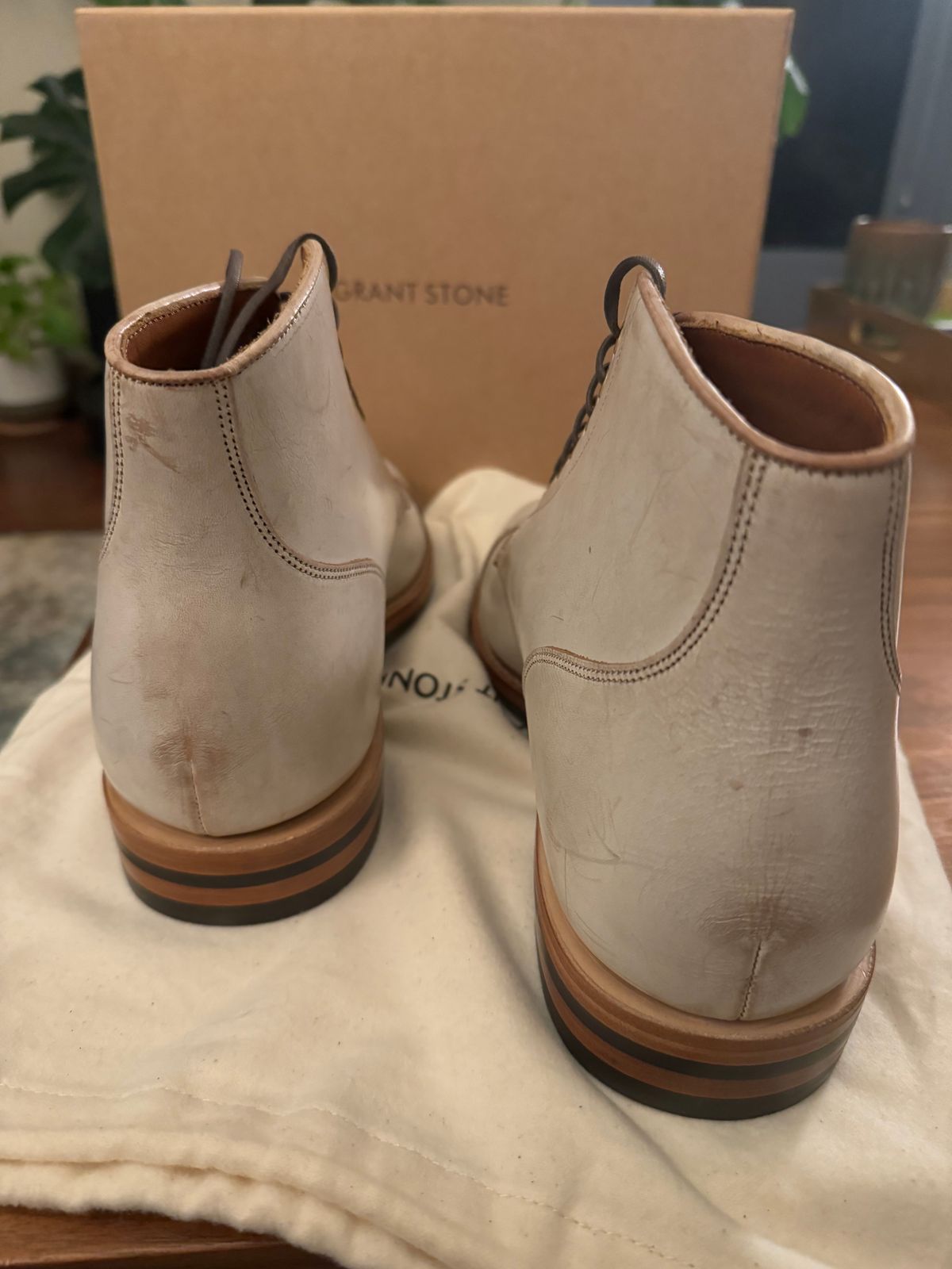 Photo by fogbreaker on November 2, 2024 of the Grant Stone Garrison Boot in Conceria Walpier Ghost Buttero.