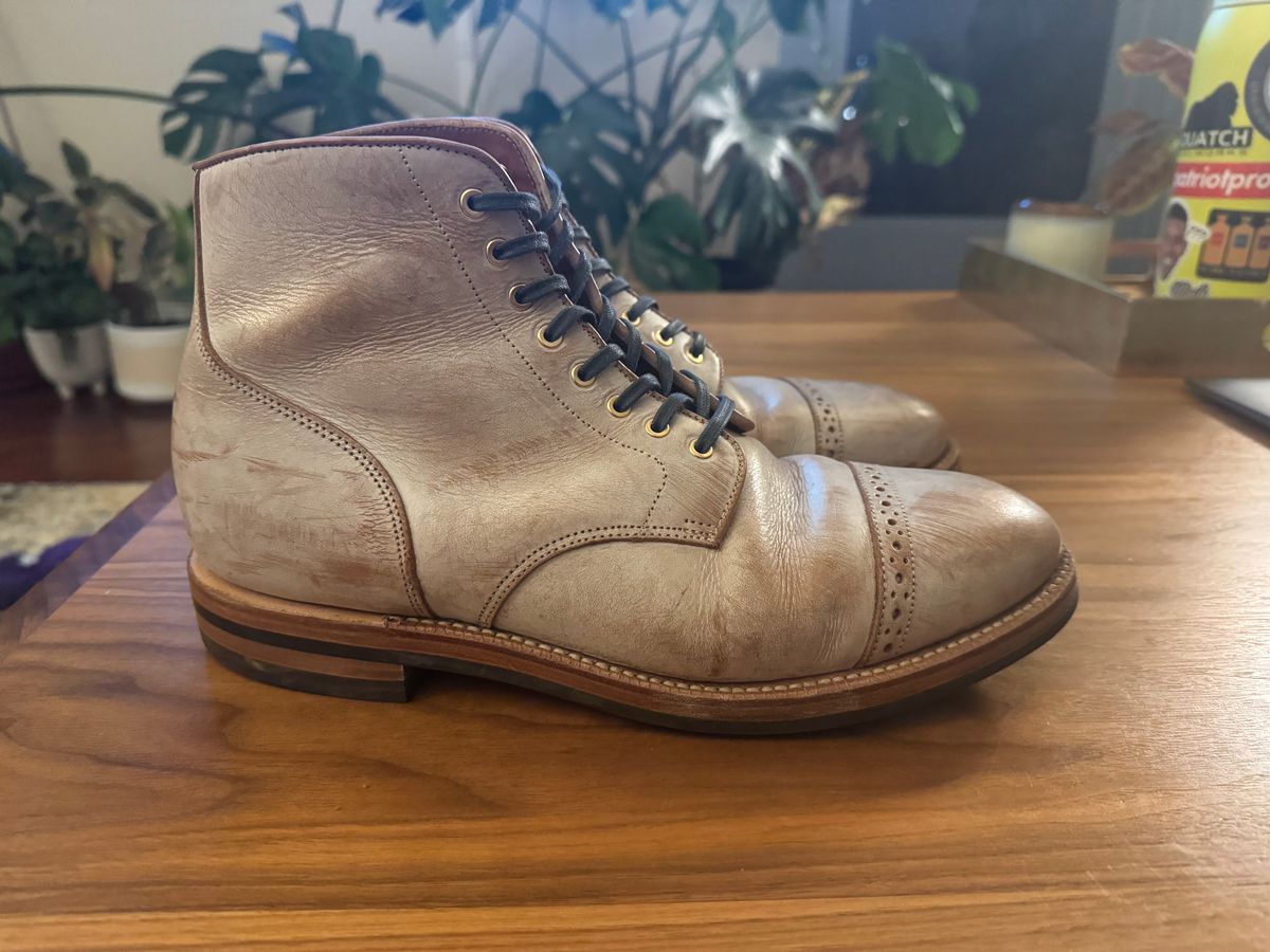 Photo by fogbreaker on January 8, 2025 of the Grant Stone Garrison Boot in Conceria Walpier Ghost Buttero.
