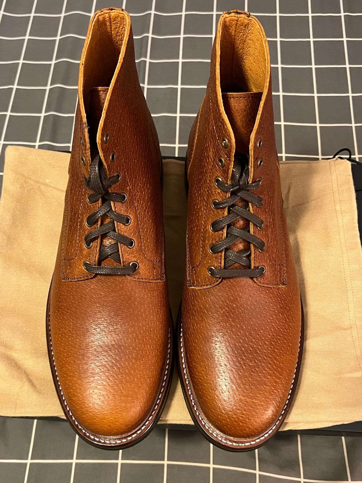 Photo by LeifErikson on August 12, 2025 of the Caswell Boot Company Lisbon in Gallun Cognac Jabari Wild Boar.
