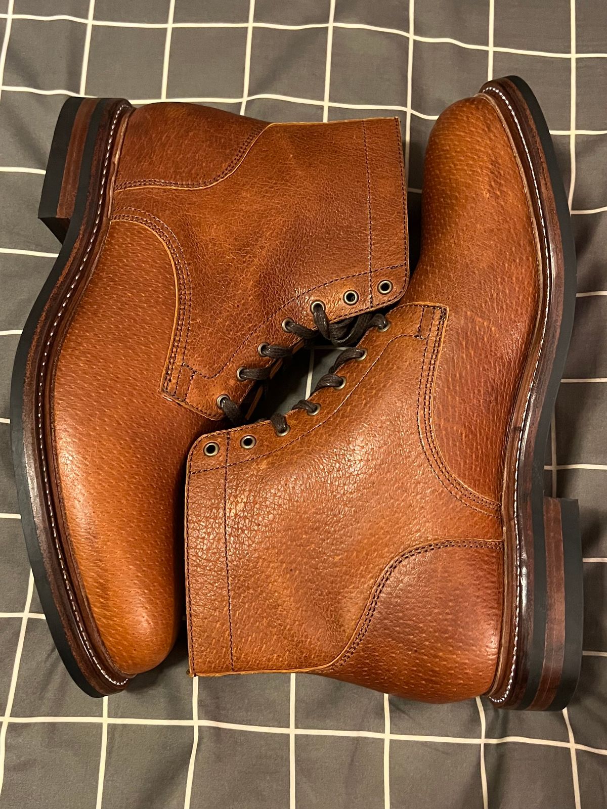 Photo by LeifErikson on August 12, 2025 of the Caswell Boot Company Lisbon in Gallun Cognac Jabari Wild Boar.
