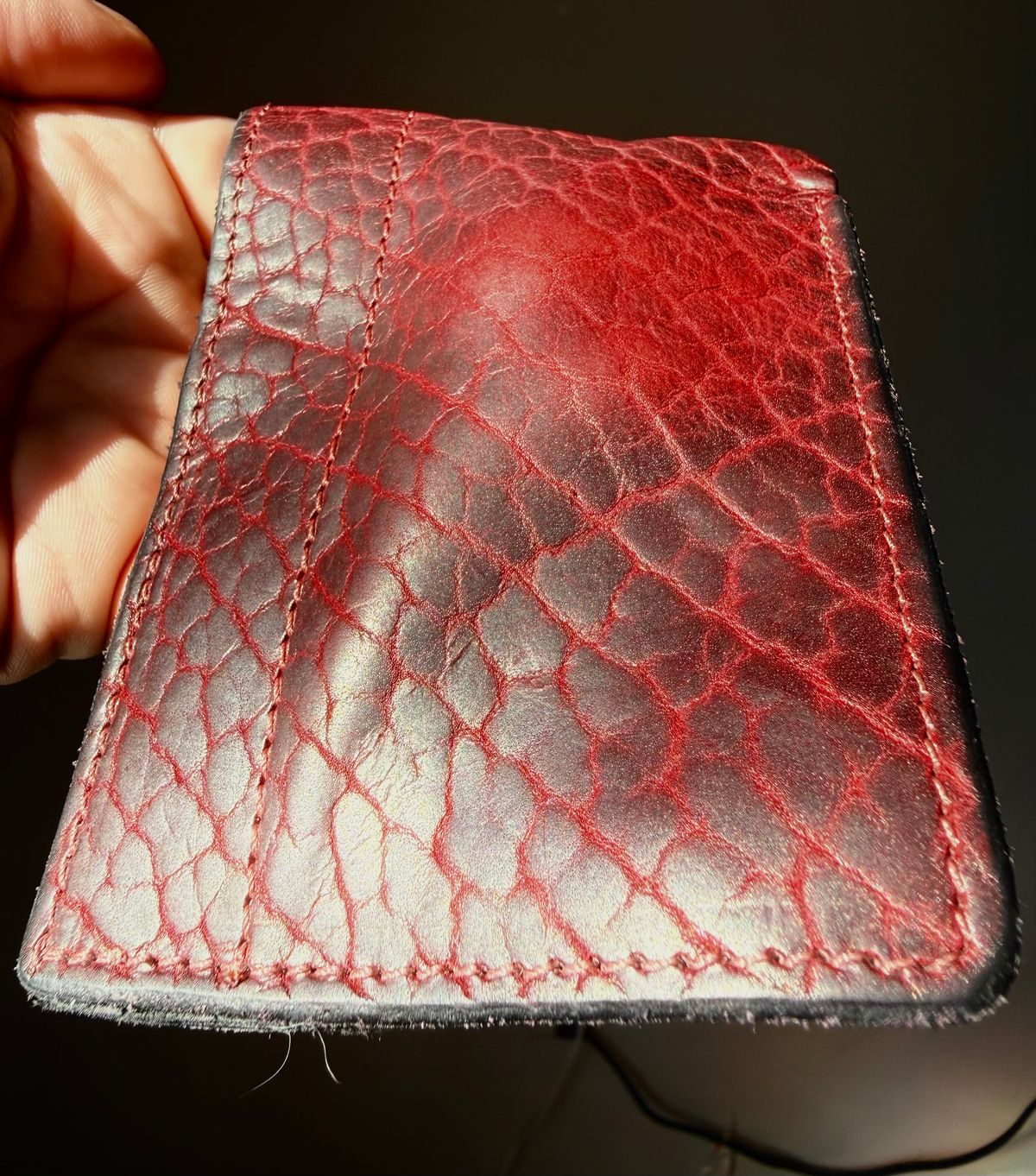 Photo by tachanka on November 2, 2025 of the Duvall Leatherwork Bifold Wallet with ID Window in Sequoia Bison.