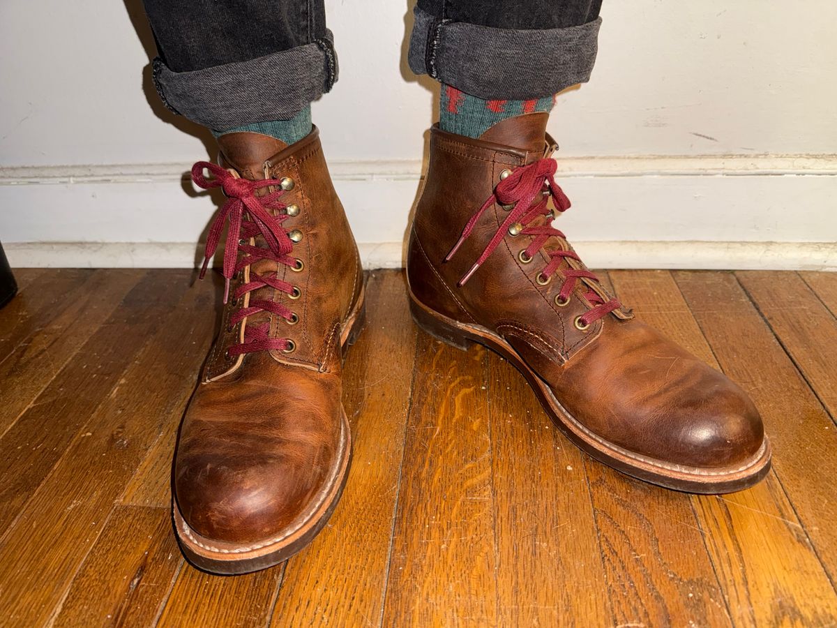 Photo by tachanka on April 13, 2025 of the Red Wing Blacksmith in S.B. Foot Copper Rough and Tough.