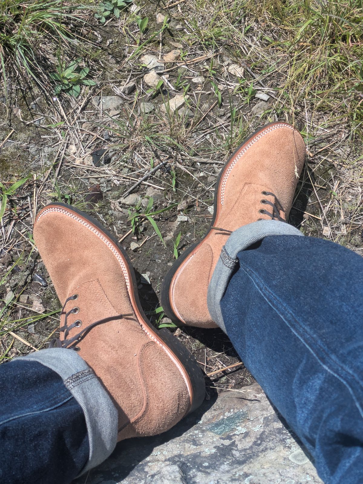 Photo by jonok228 on June 24, 2026 of the Quan Shoemaker Escape Boots in Brown Reverse Cowhide.