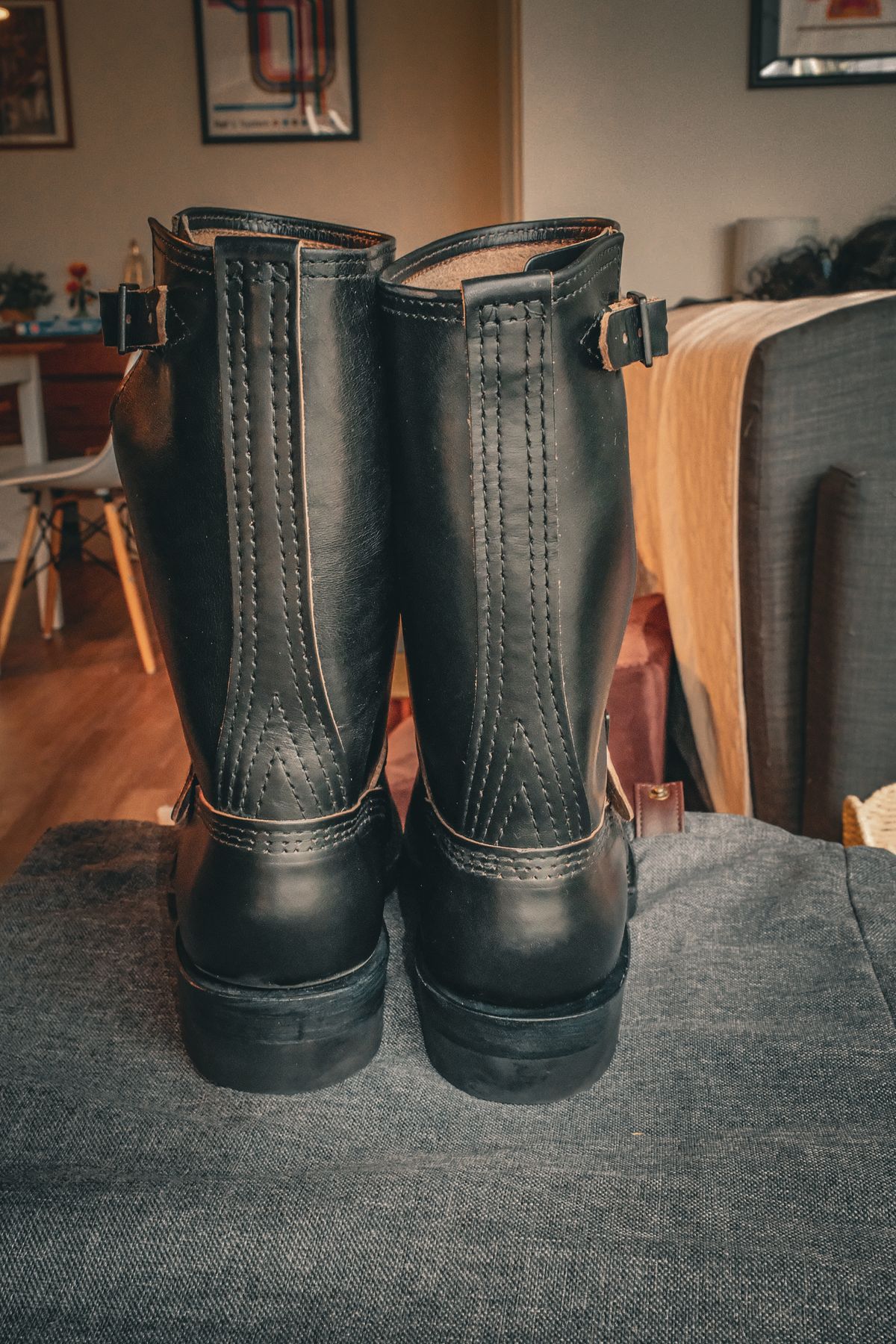 Photo by chris8leal on December 24, 2025 of the Wesco Mister Lou in Horween Black Chromexcel Horsehide.