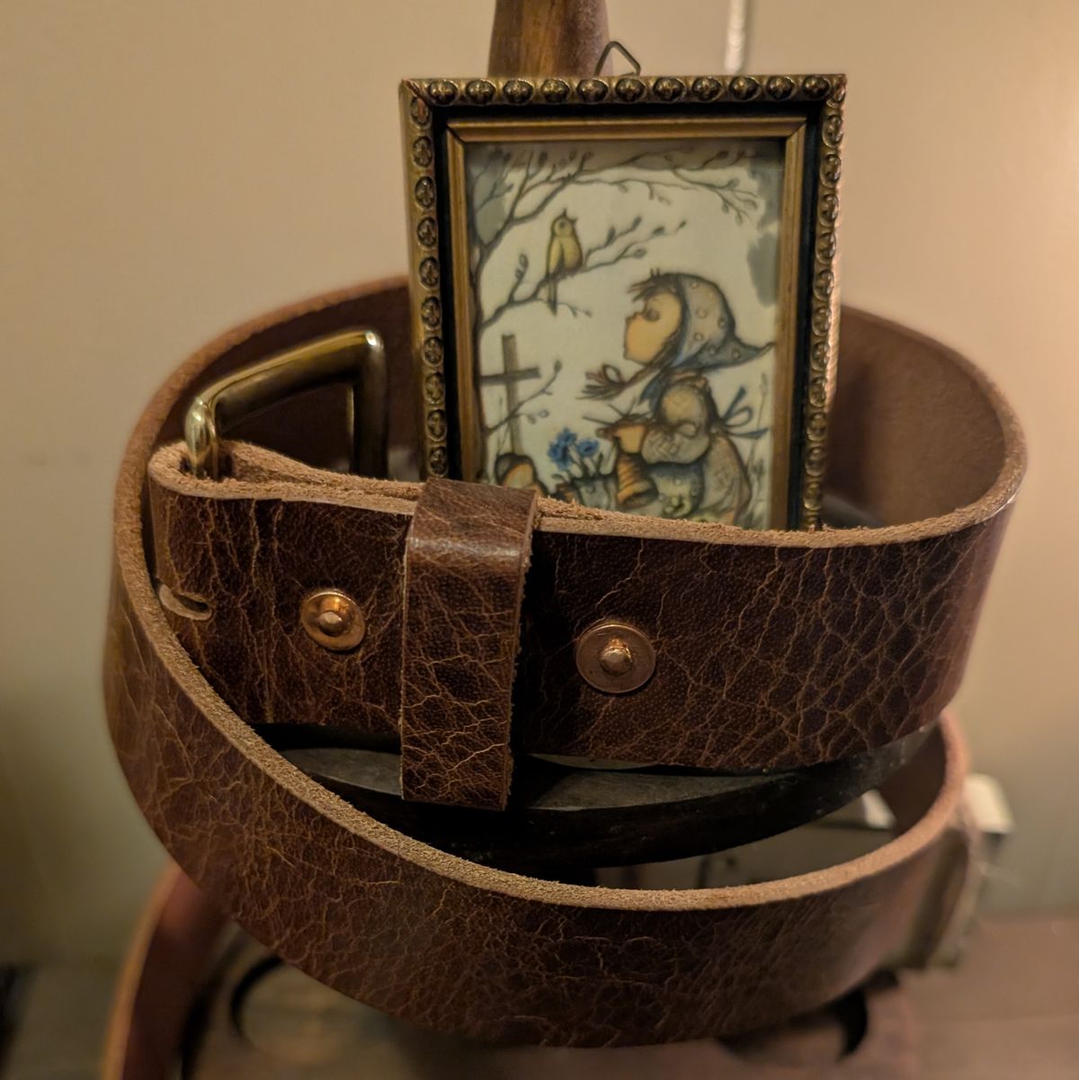 Photo by ZelieDad on October 1, 2025 of the Solati Handcrafts Buffalo Belt in Vintage Tan Buffalo.