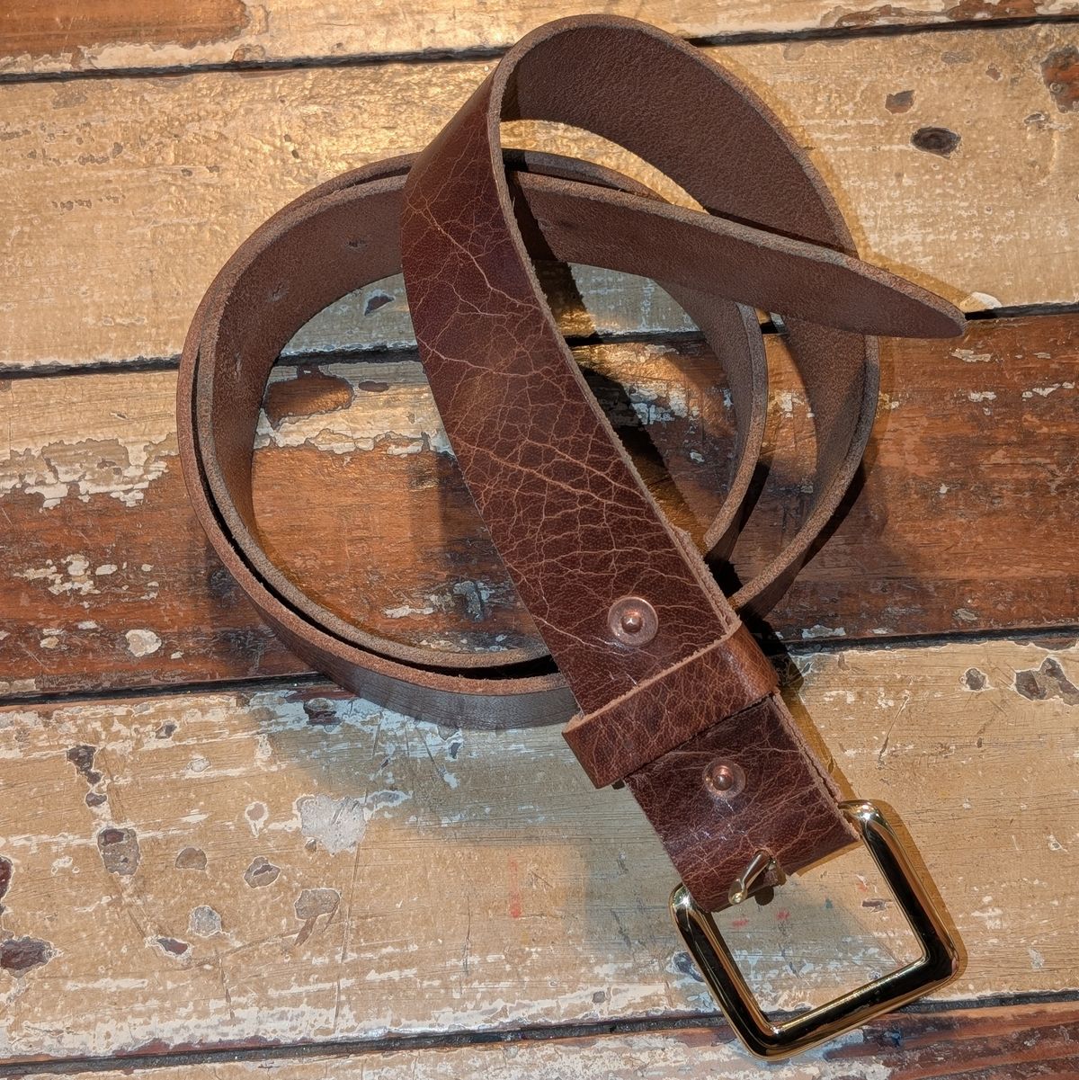Photo by ZelieDad on November 1, 2025 of the Solati Handcrafts Buffalo Belt in Vintage Tan Buffalo.