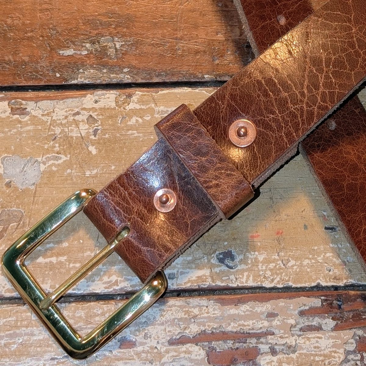 Photo by ZelieDad on November 1, 2025 of the Solati Handcrafts Buffalo Belt in Vintage Tan Buffalo.