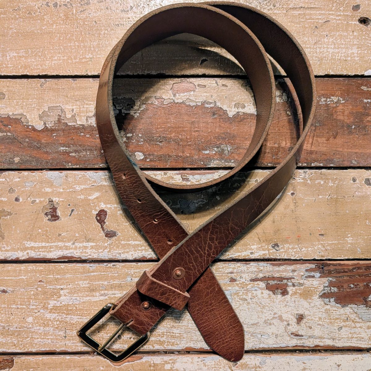 Photo by ZelieDad on December 2, 2025 of the Solati Handcrafts Buffalo Belt in Vintage Tan Buffalo.
