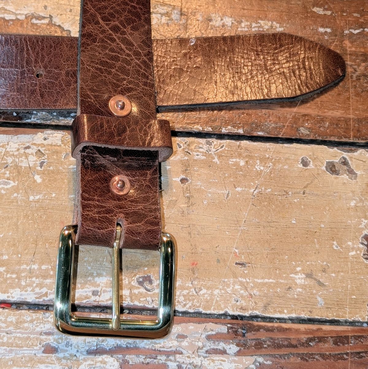 Photo by ZelieDad on January 2, 2026 of the Solati Handcrafts Buffalo Belt in Vintage Tan Buffalo.