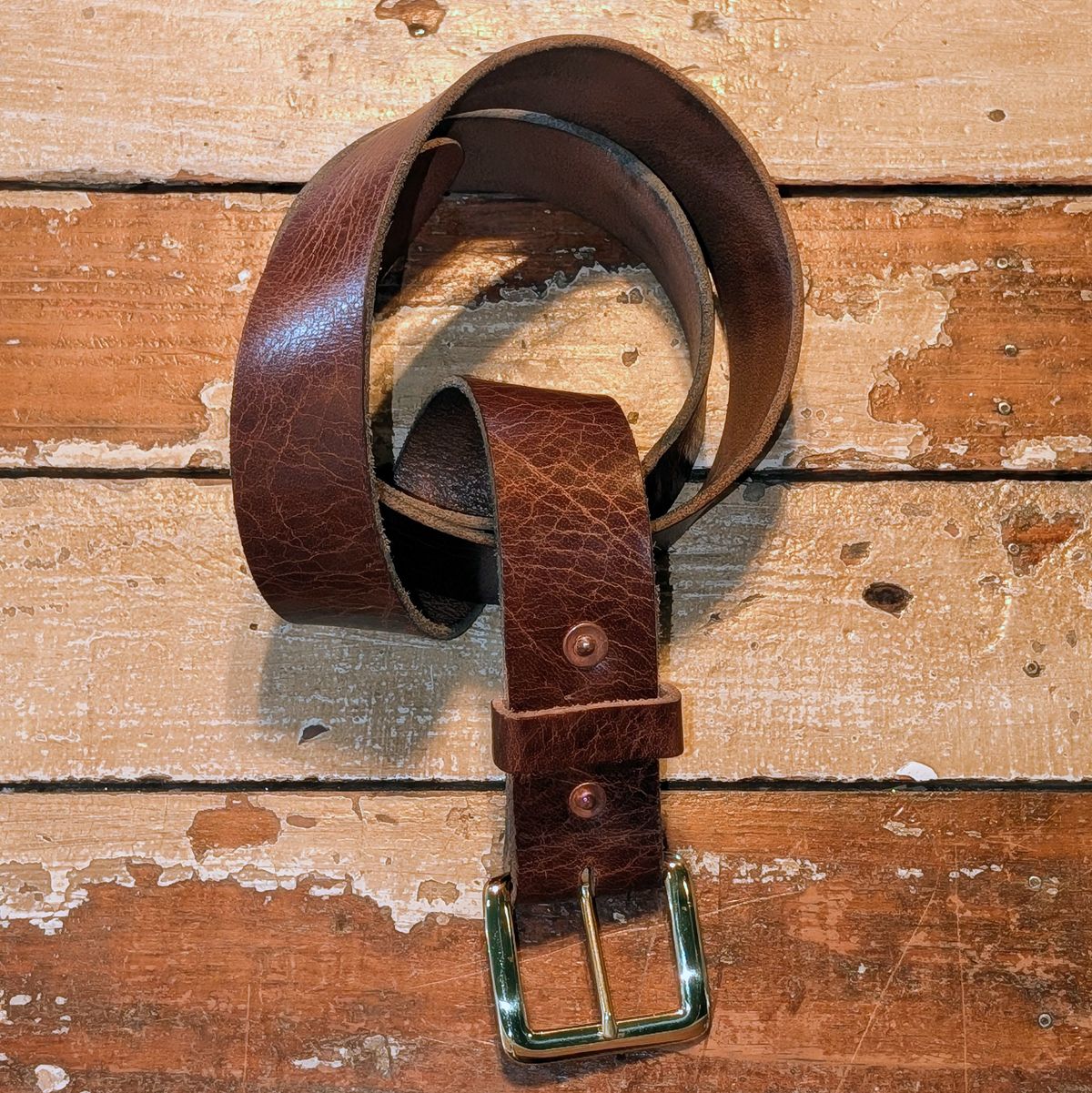 Photo by ZelieDad on January 2, 2026 of the Solati Handcrafts Buffalo Belt in Vintage Tan Buffalo.