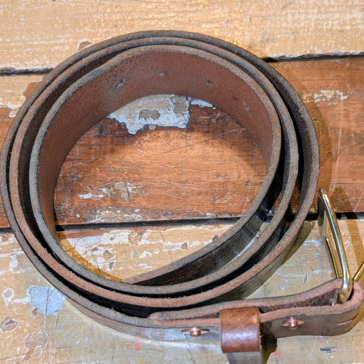 Photo by ZelieDad on February 2, 2026 of the Solati Handcrafts Buffalo Belt in Vintage Tan Buffalo.