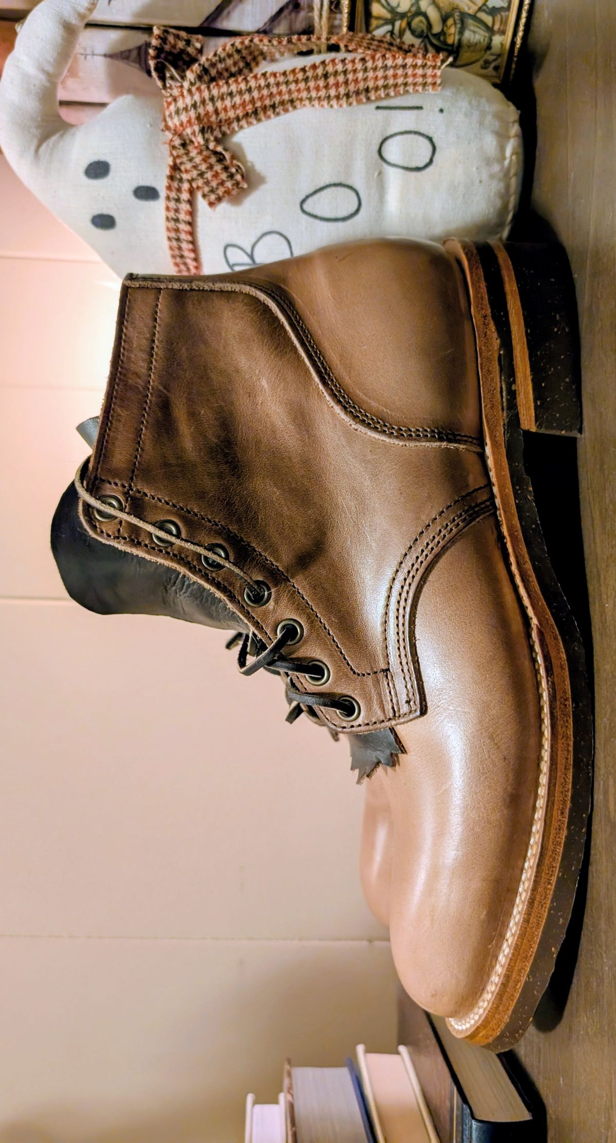 Photo by ZelieDad on October 1, 2025 of the Oak Street Bootmakers Storm Boot in Horween Natural Chromexcel.
