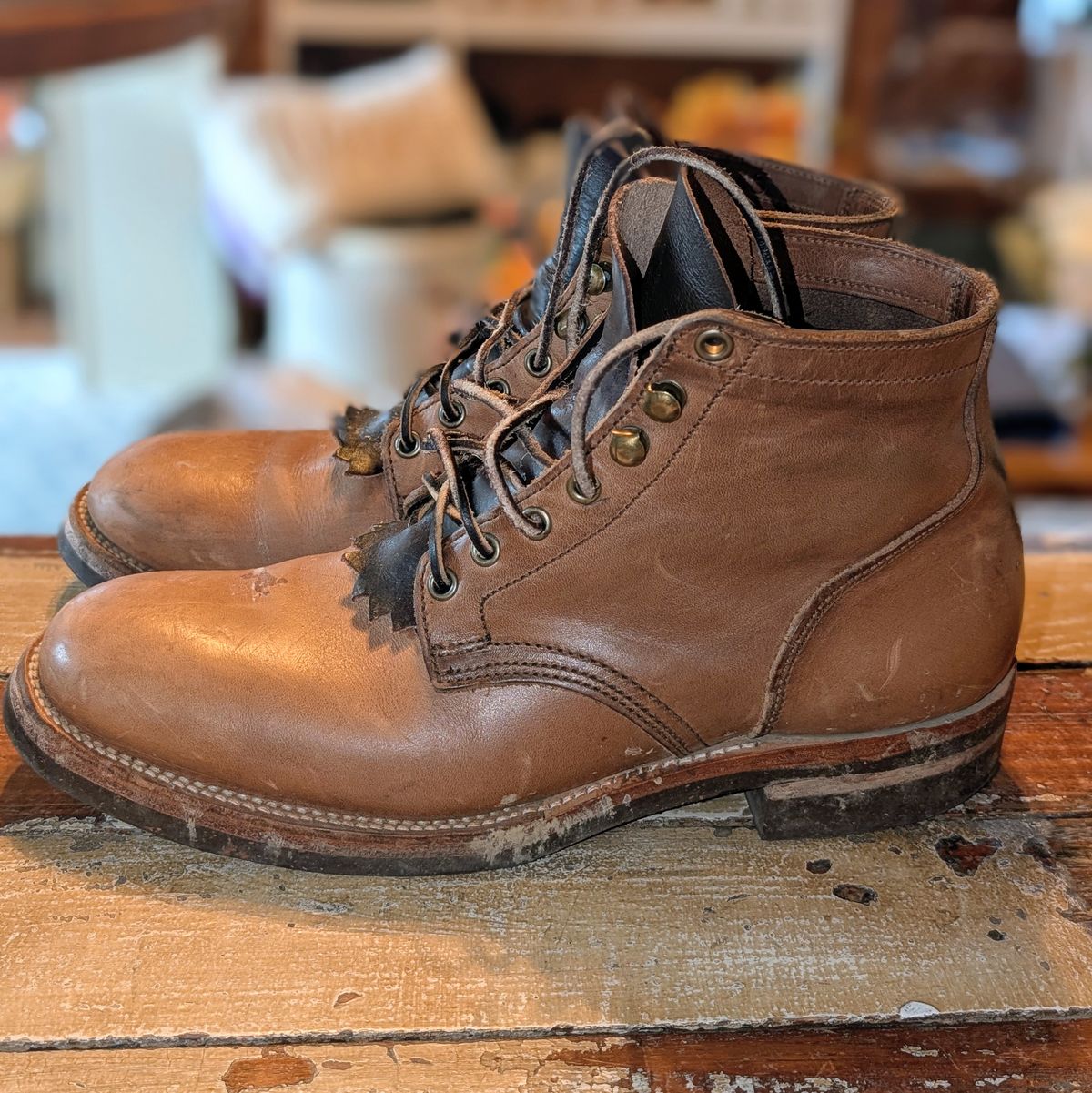 Photo by ZelieDad on November 1, 2025 of the Oak Street Bootmakers Storm Boot in Horween Natural Chromexcel.