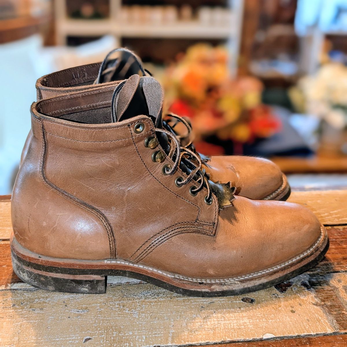 Photo by ZelieDad on November 1, 2025 of the Oak Street Bootmakers Storm Boot in Horween Natural Chromexcel.