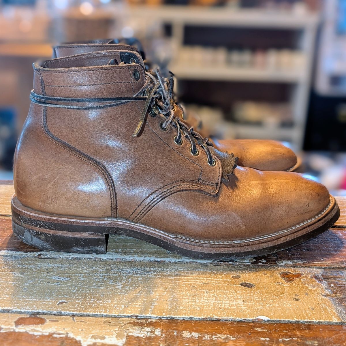 Photo by ZelieDad on January 2, 2026 of the Oak Street Bootmakers Storm Boot in Horween Natural Chromexcel.