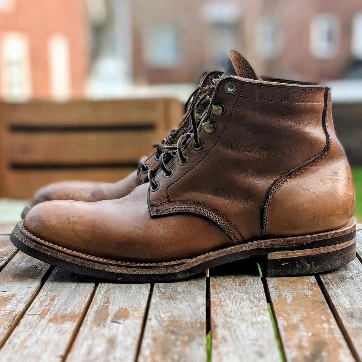 Photo by ZelieDad on March 30, 2026 of the Oak Street Bootmakers Storm Boot in Horween Natural Chromexcel.
