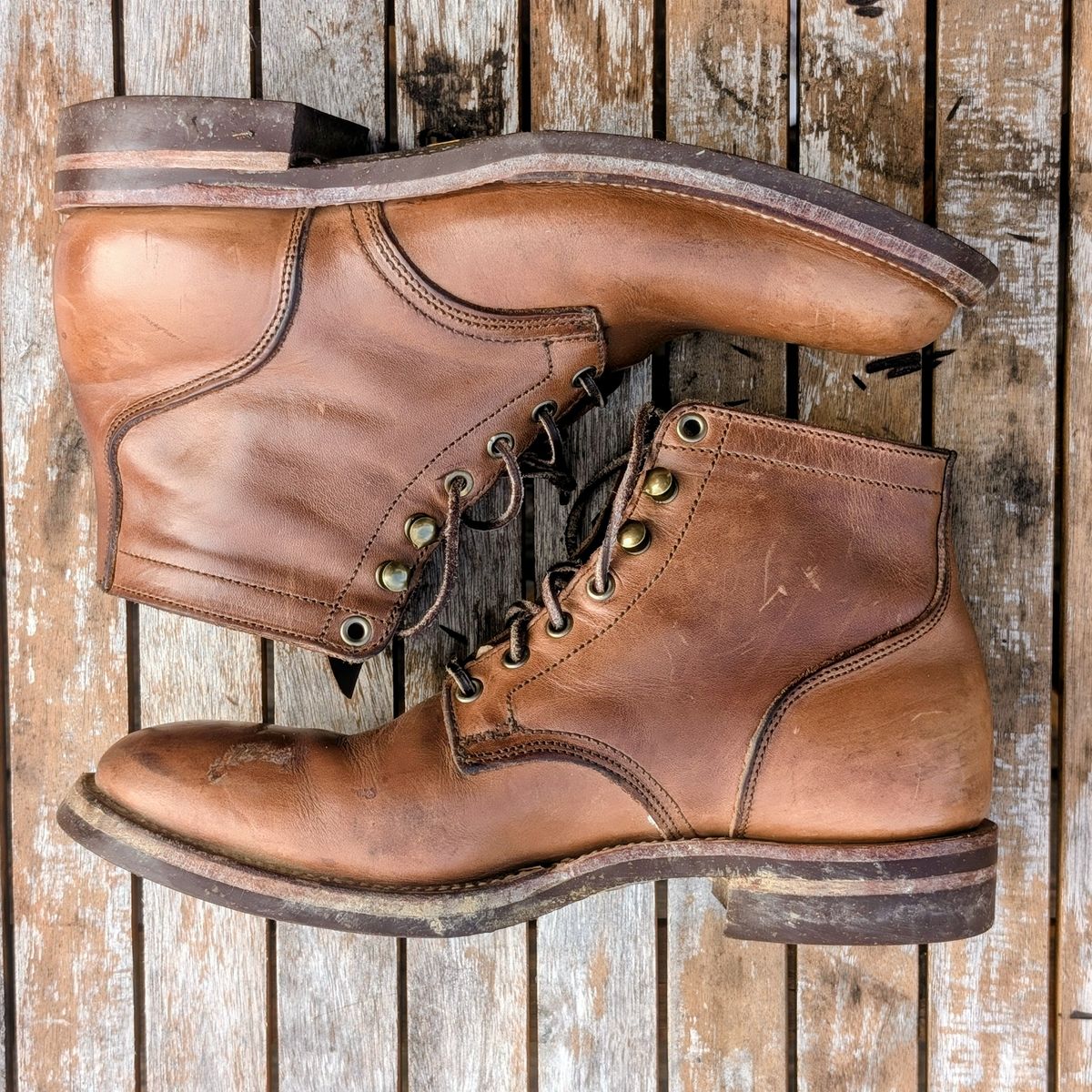 Photo by ZelieDad on March 30, 2026 of the Oak Street Bootmakers Storm Boot in Horween Natural Chromexcel.