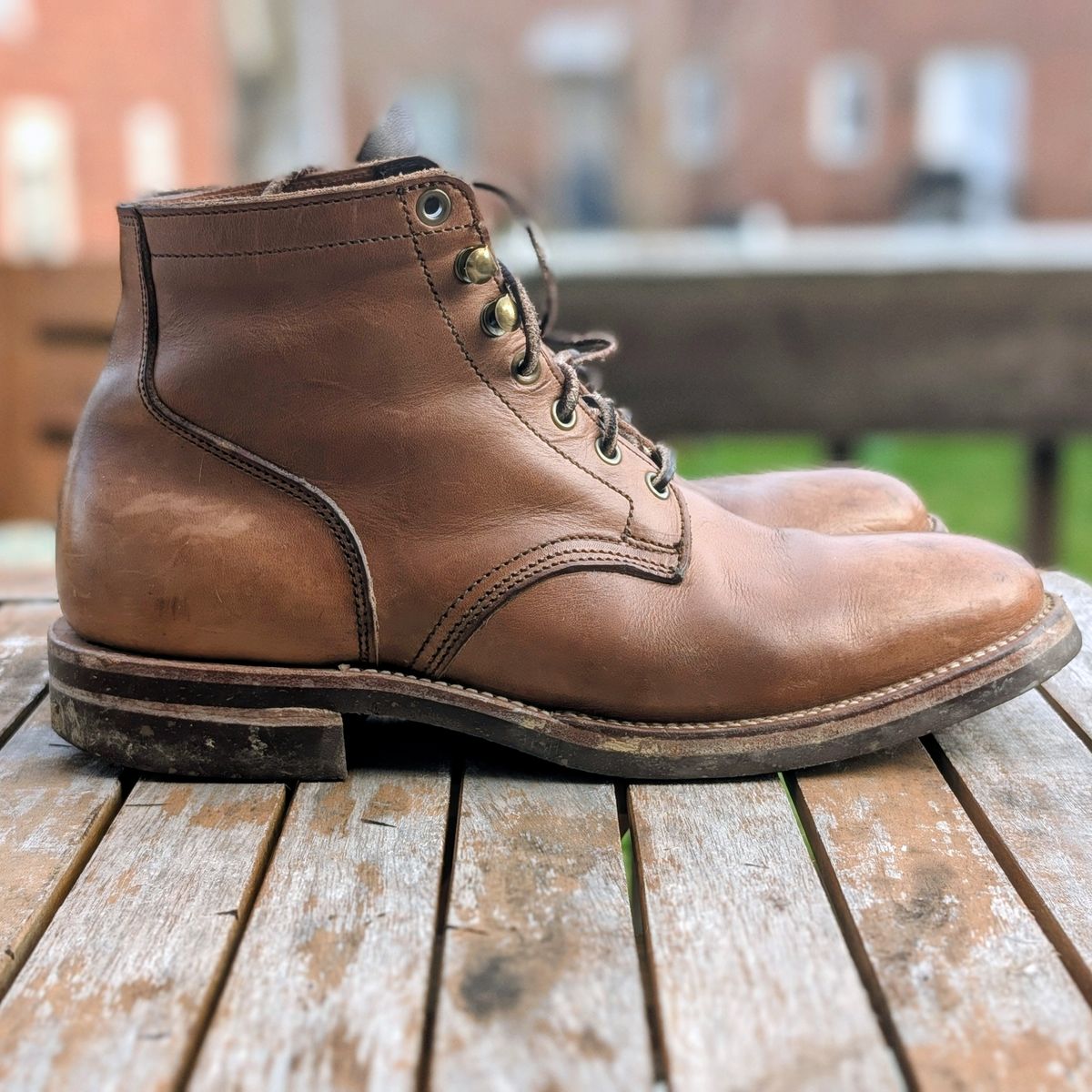 Photo by ZelieDad on March 30, 2026 of the Oak Street Bootmakers Storm Boot in Horween Natural Chromexcel.