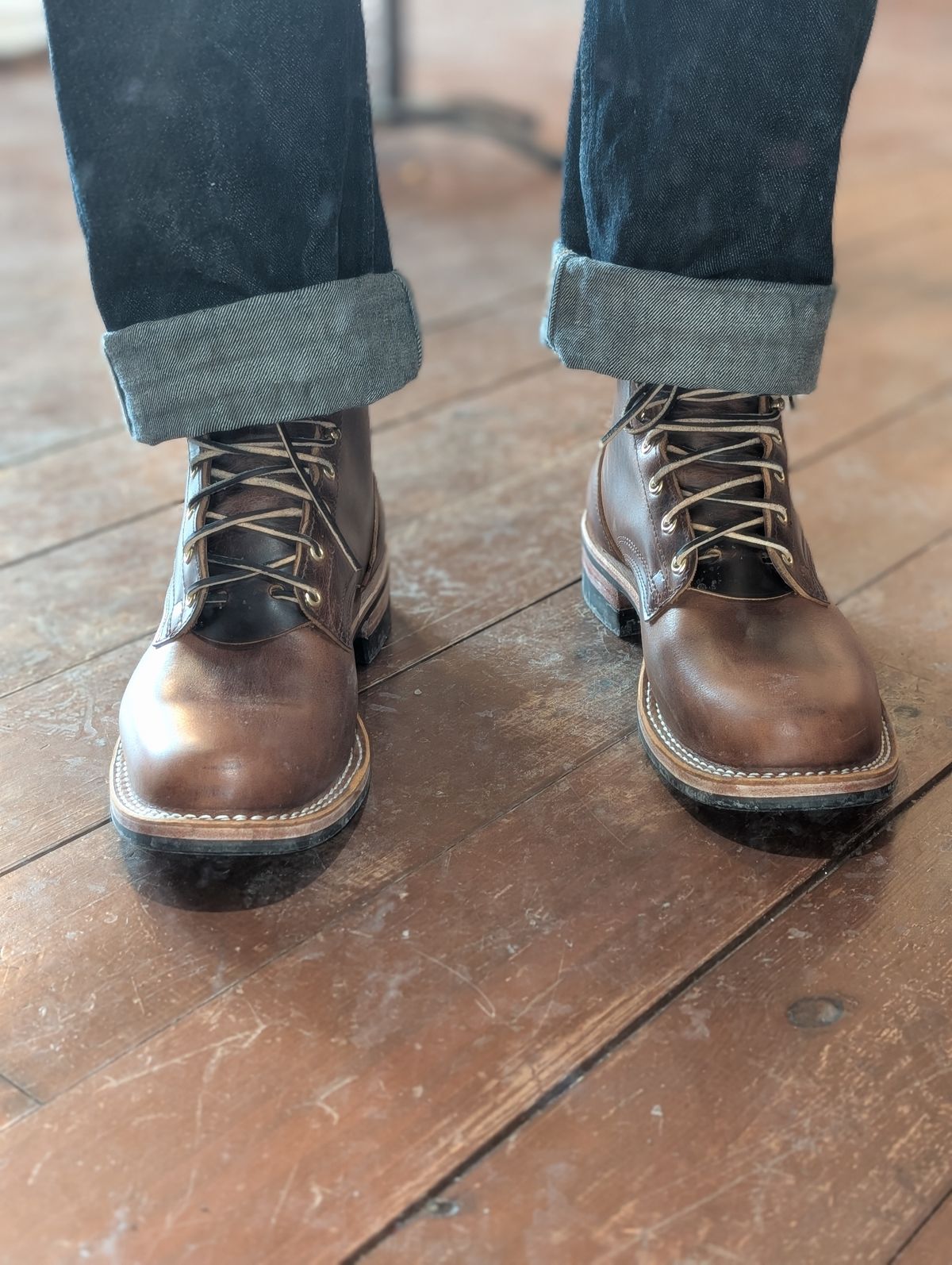 Photo by ZelieDad on February 7, 2026 of the Nicks MTO in Horween Orange Predator.