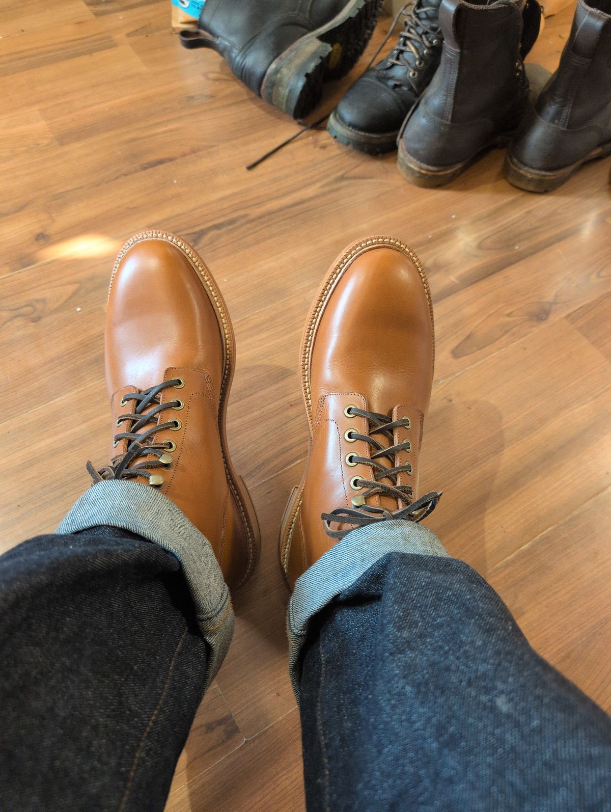 Photo by ZelieDad on July 13, 2025 of the Grant Stone Diesel Boot in Badalassi Carlo Saddle Tan Minerva.