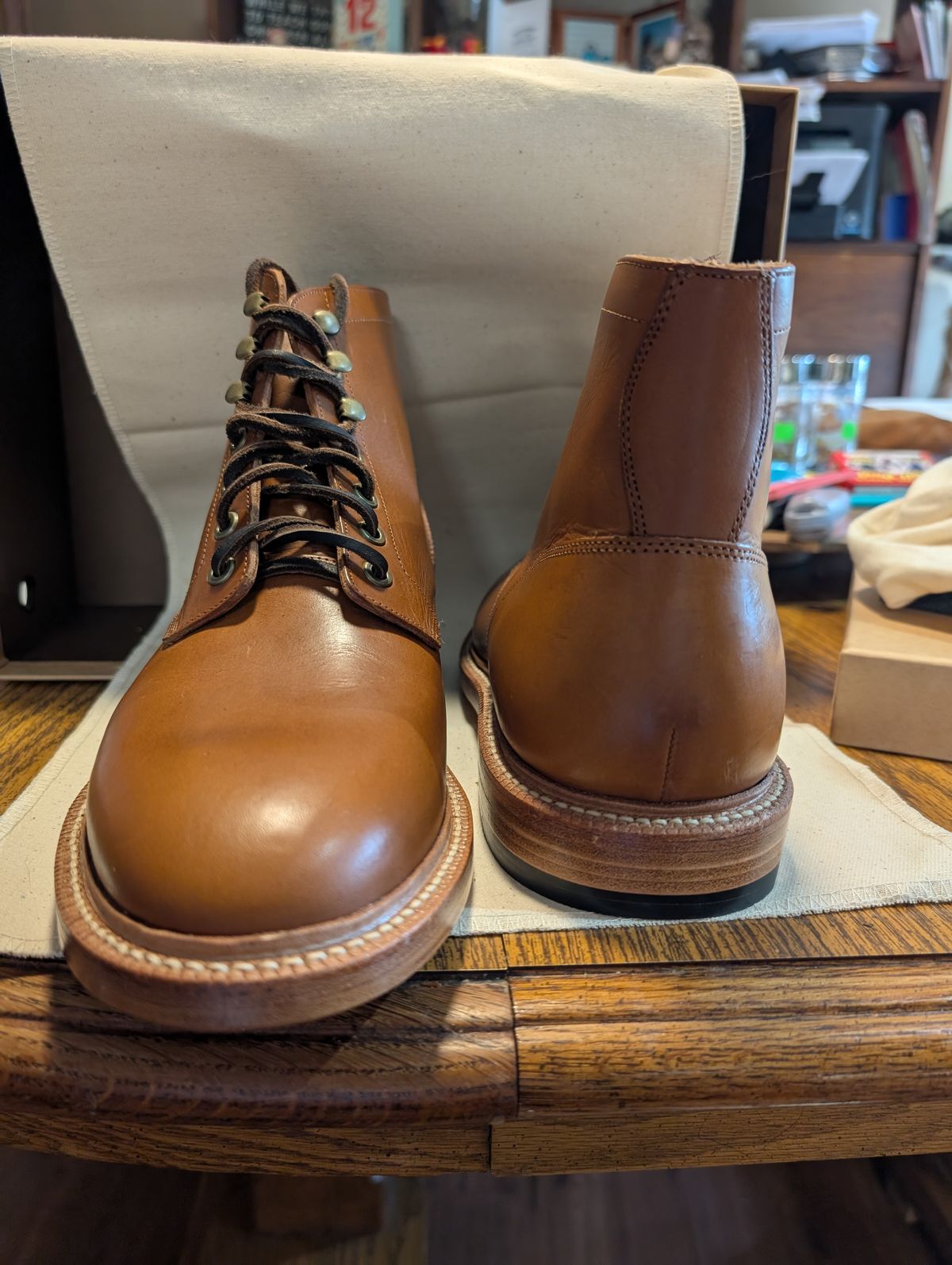 Photo by ZelieDad on July 13, 2025 of the Grant Stone Diesel Boot in Badalassi Carlo Saddle Tan Minerva.