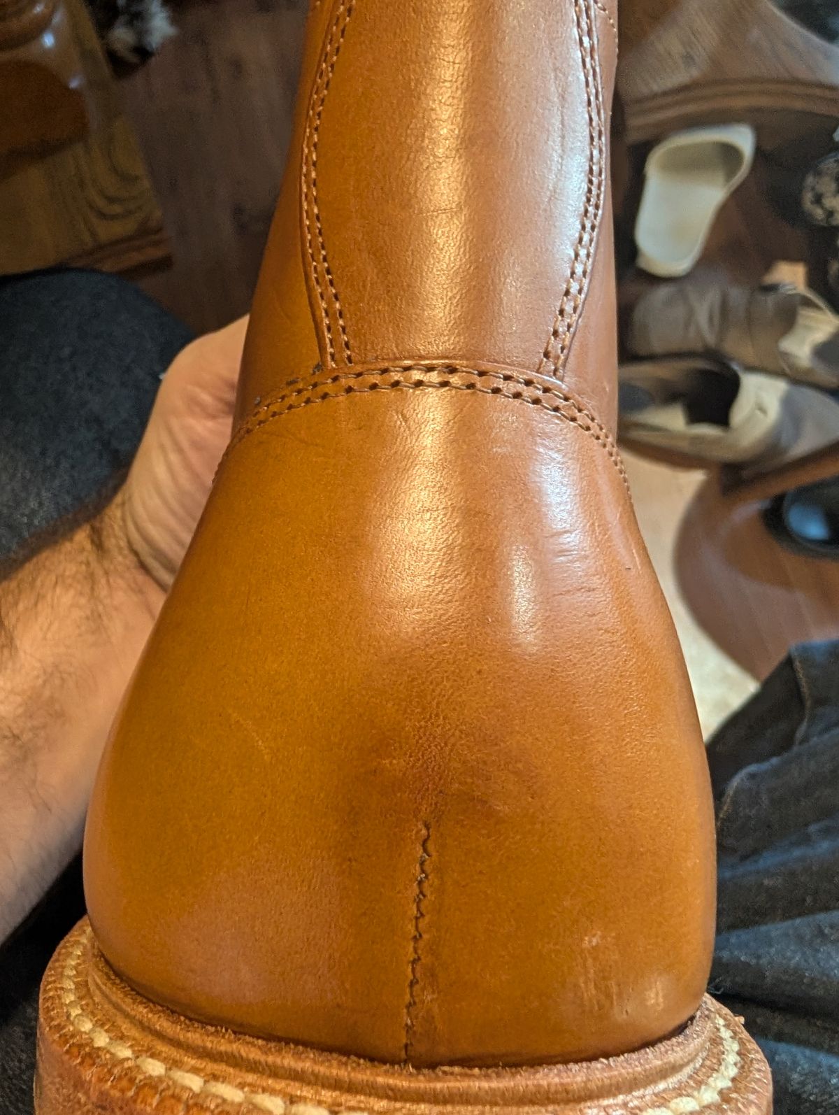 Photo by ZelieDad on July 13, 2025 of the Grant Stone Diesel Boot in Badalassi Carlo Saddle Tan Minerva.