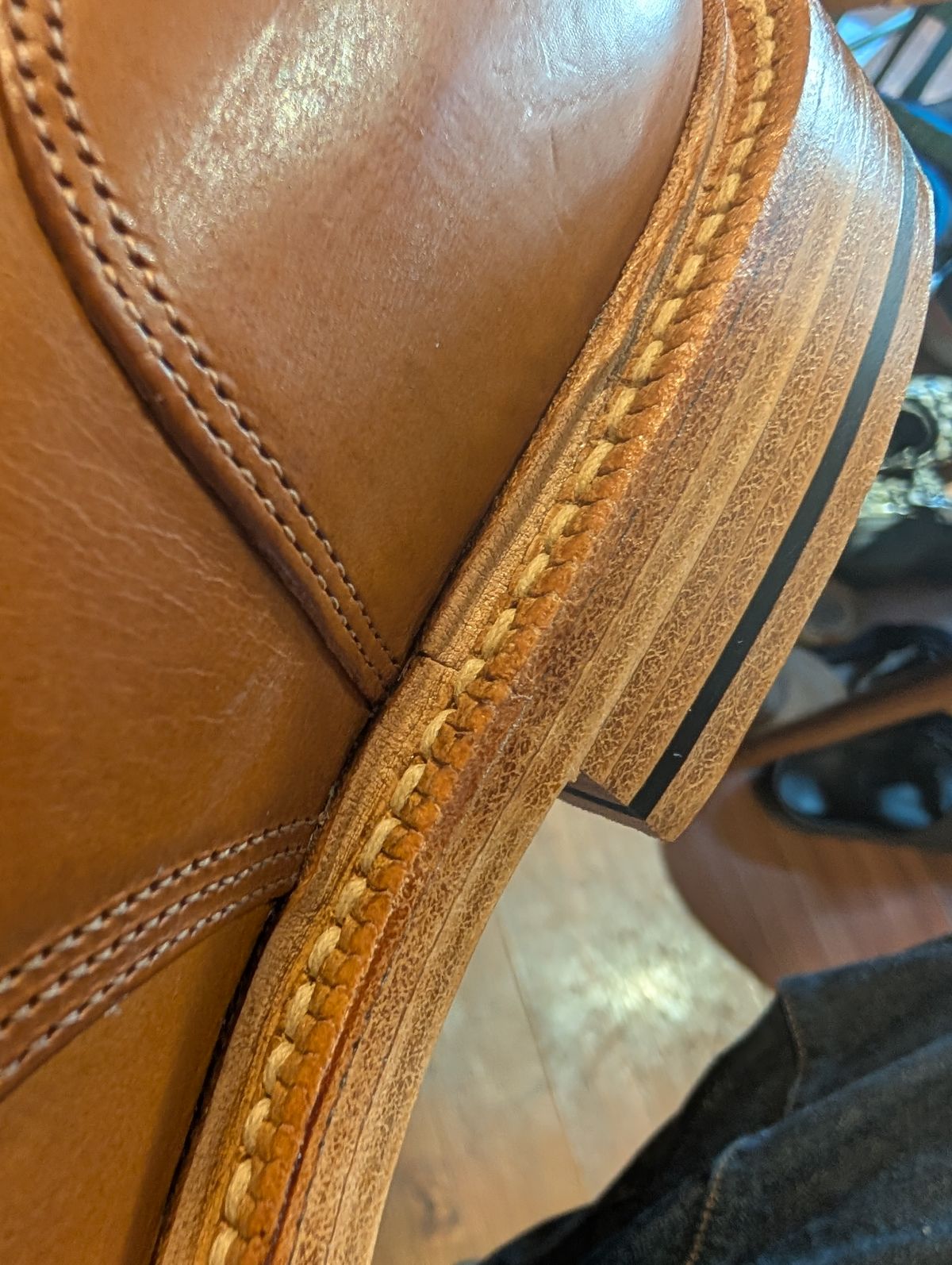 Photo by ZelieDad on July 13, 2025 of the Grant Stone Diesel Boot in Badalassi Carlo Saddle Tan Minerva.