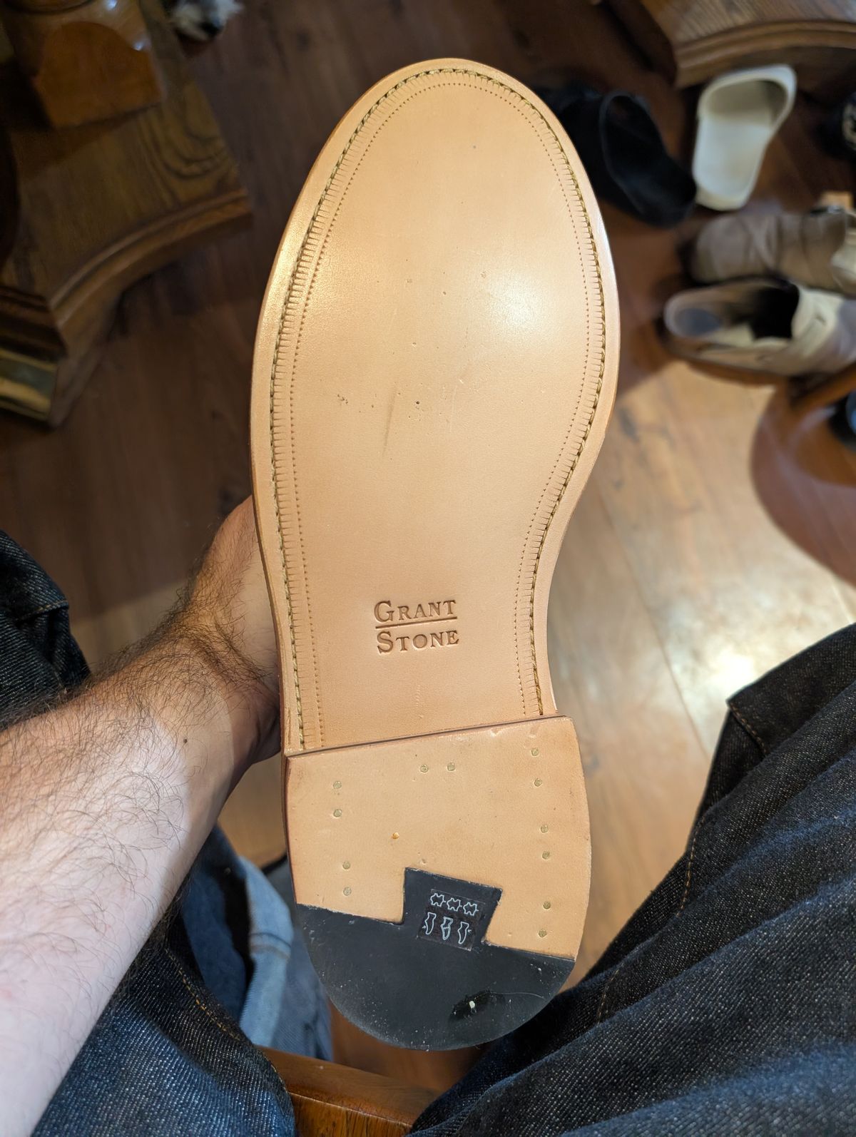 Photo by ZelieDad on July 13, 2025 of the Grant Stone Diesel Boot in Badalassi Carlo Saddle Tan Minerva.