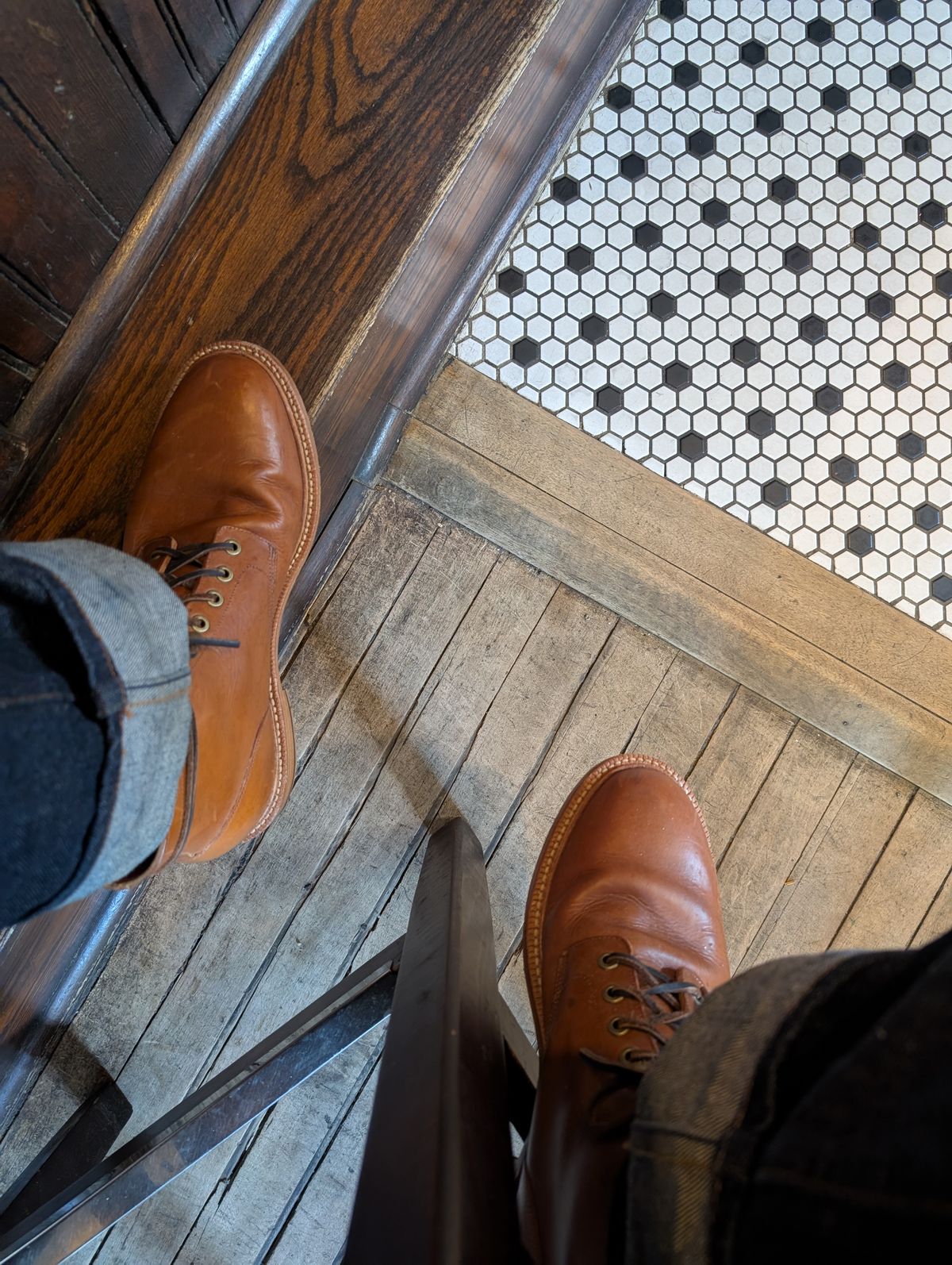 Photo by ZelieDad on August 29, 2025 of the Grant Stone Diesel Boot in Badalassi Carlo Saddle Tan Minerva.