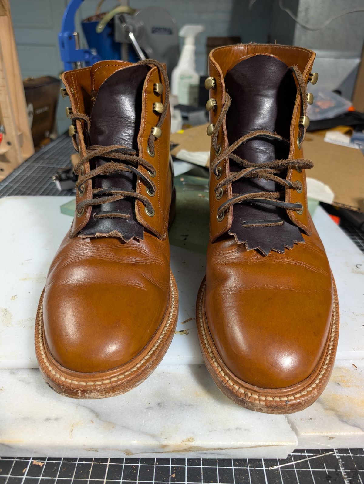 Photo by ZelieDad on September 21, 2025 of the Grant Stone Diesel Boot in Badalassi Carlo Saddle Tan Minerva.