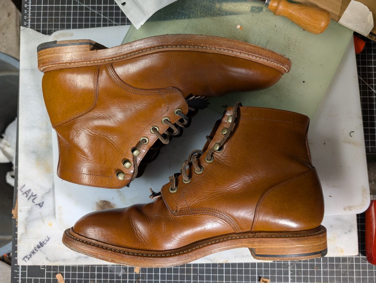 Photo by ZelieDad on September 21, 2025 of the Grant Stone Diesel Boot in Badalassi Carlo Saddle Tan Minerva.