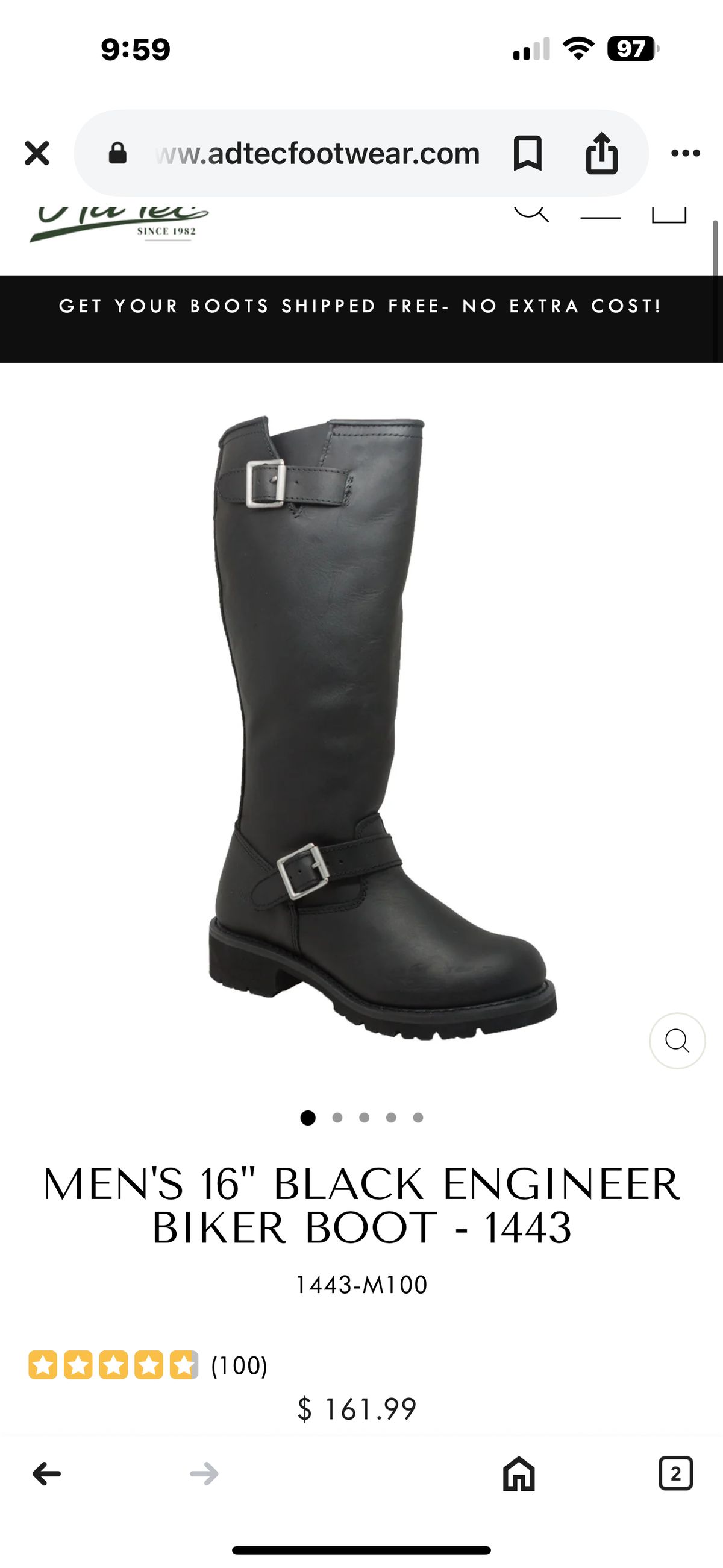 Photo by thevintagedude on June 3, 2025 of the ad tech engineer boot in black cowhide.