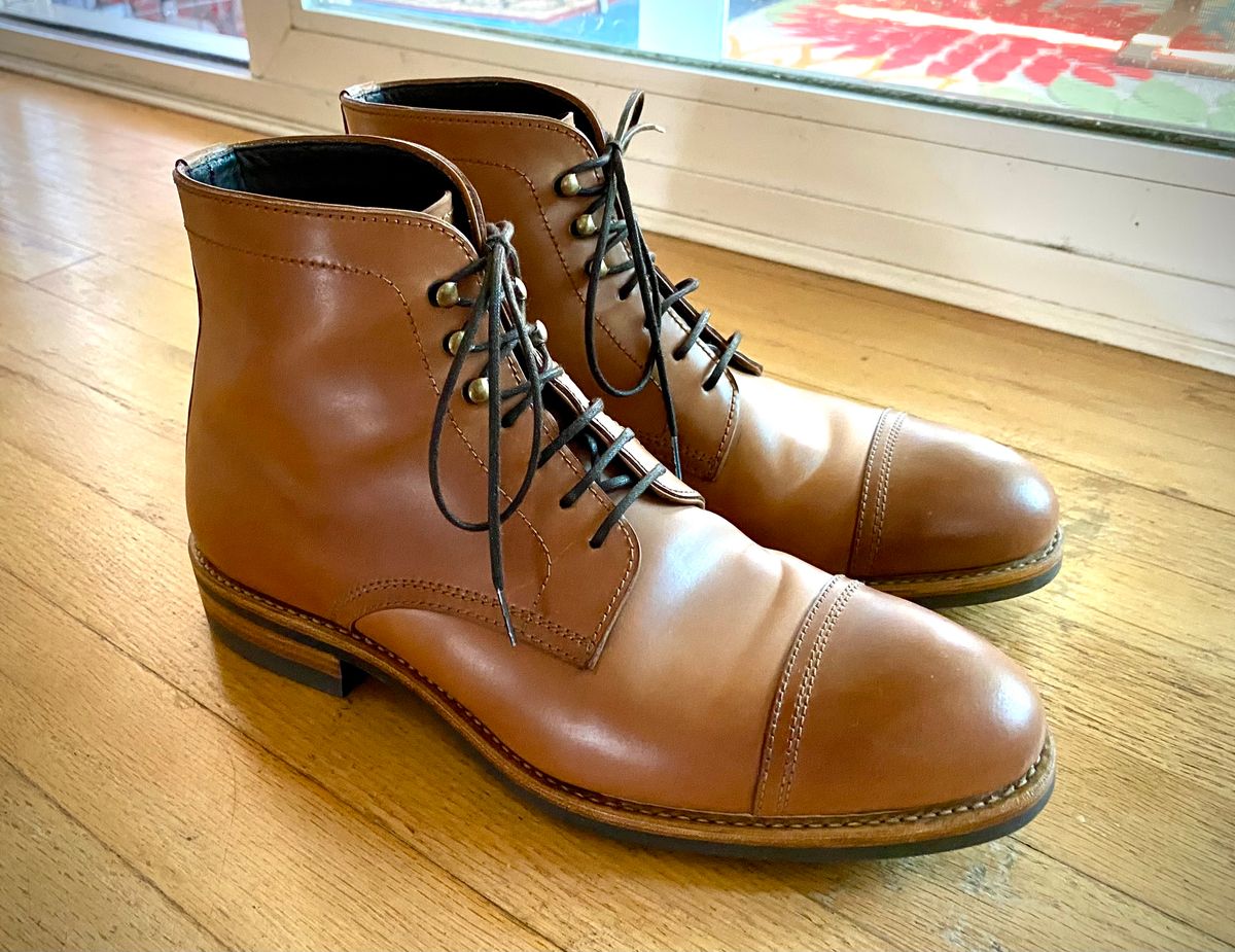 Photo by Treble on June 9, 2025 of the Carmina Dress Boots 80179 in Horween Natural Shell Cordovan.