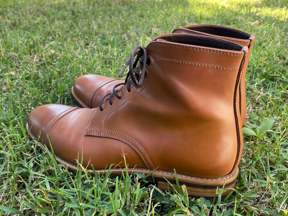 Photo by Treble on June 8, 2025 of the Carmina Dress Boots 80179 in Horween Natural Shell Cordovan.