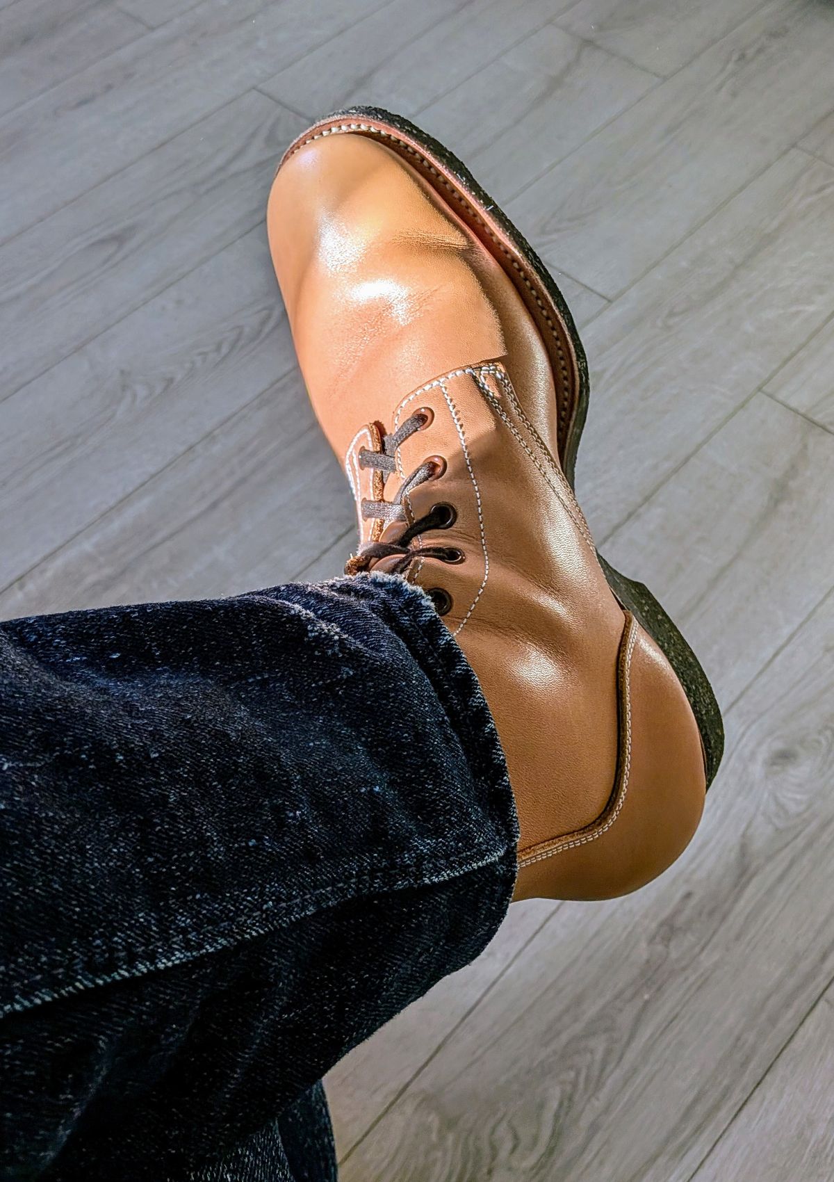 Photo by Tiramisu on March 5, 2026 of the Clinch Yeager Boots in Degermann Natural Gustave Cowhide.