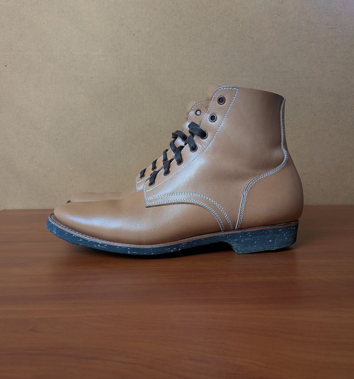 Photo by Tiramisu on February 28, 2026 of the Clinch Yeager Boots in Degermann Natural Gustave Cowhide.