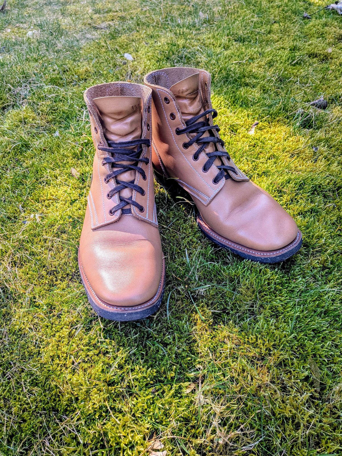 Photo by Tiramisu on March 21, 2026 of the Clinch Yeager Boots in Degermann Natural Gustave Cowhide.