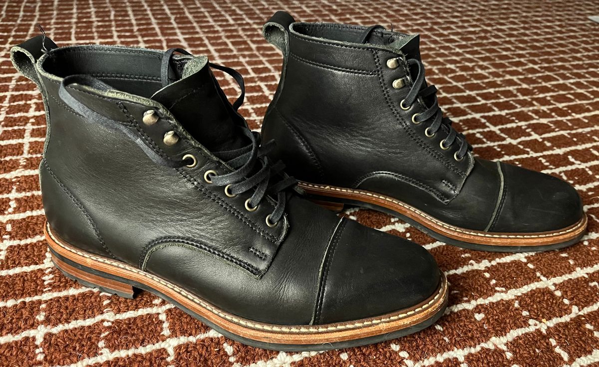 Photo by Arby on November 11, 2025 of the Rancourt & Co. Byron Boot in Horween Black Chromexcel.
