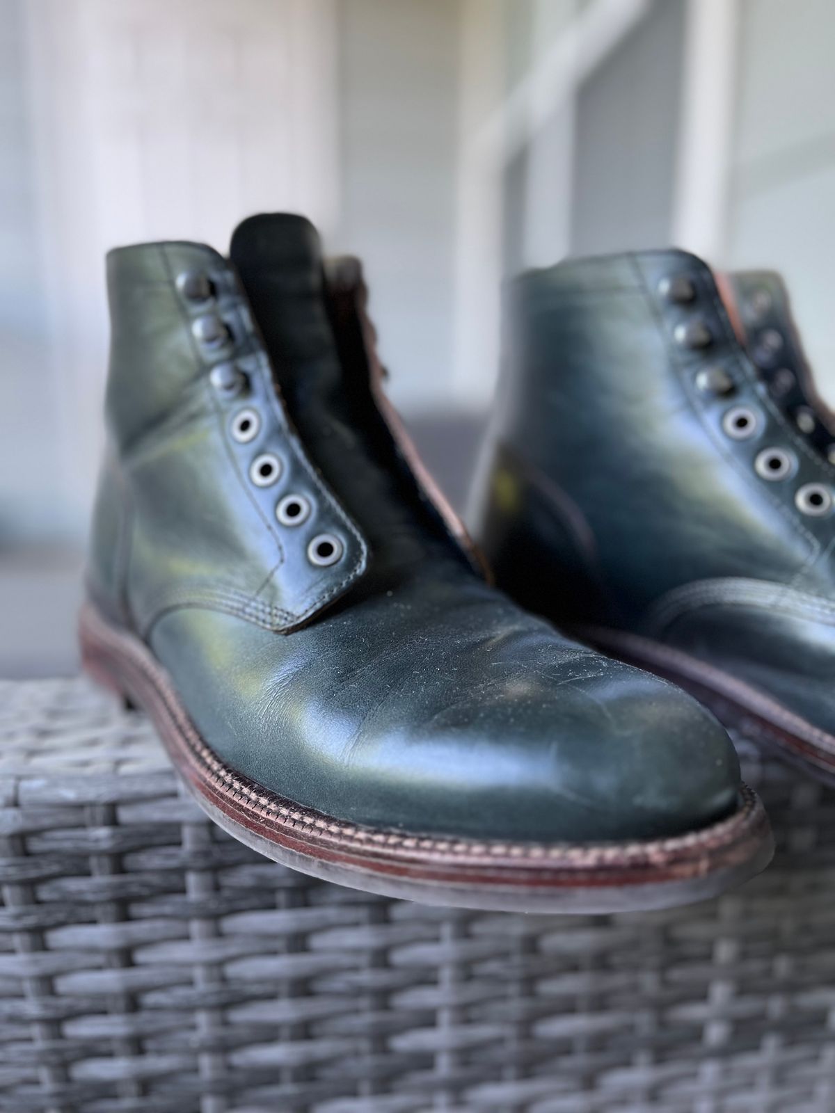 Photo by Arby on May 13, 2026 of the Grant Stone Diesel Boot in Horween Navy Chromexcel.