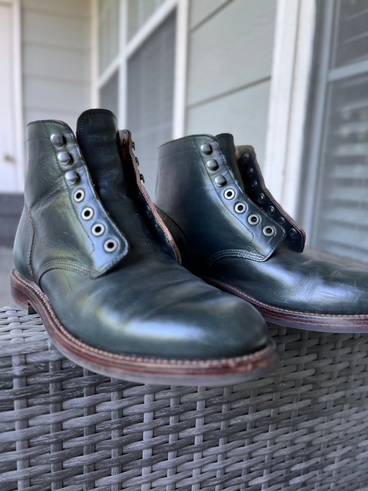 Photo by Arby on May 13, 2026 of the Grant Stone Diesel Boot in Horween Navy Chromexcel.